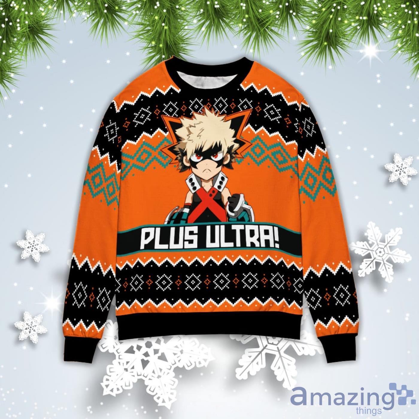 Bakugo Plus Ultra Christmas Gift Ugly Christmas Sweater Product Photo 1