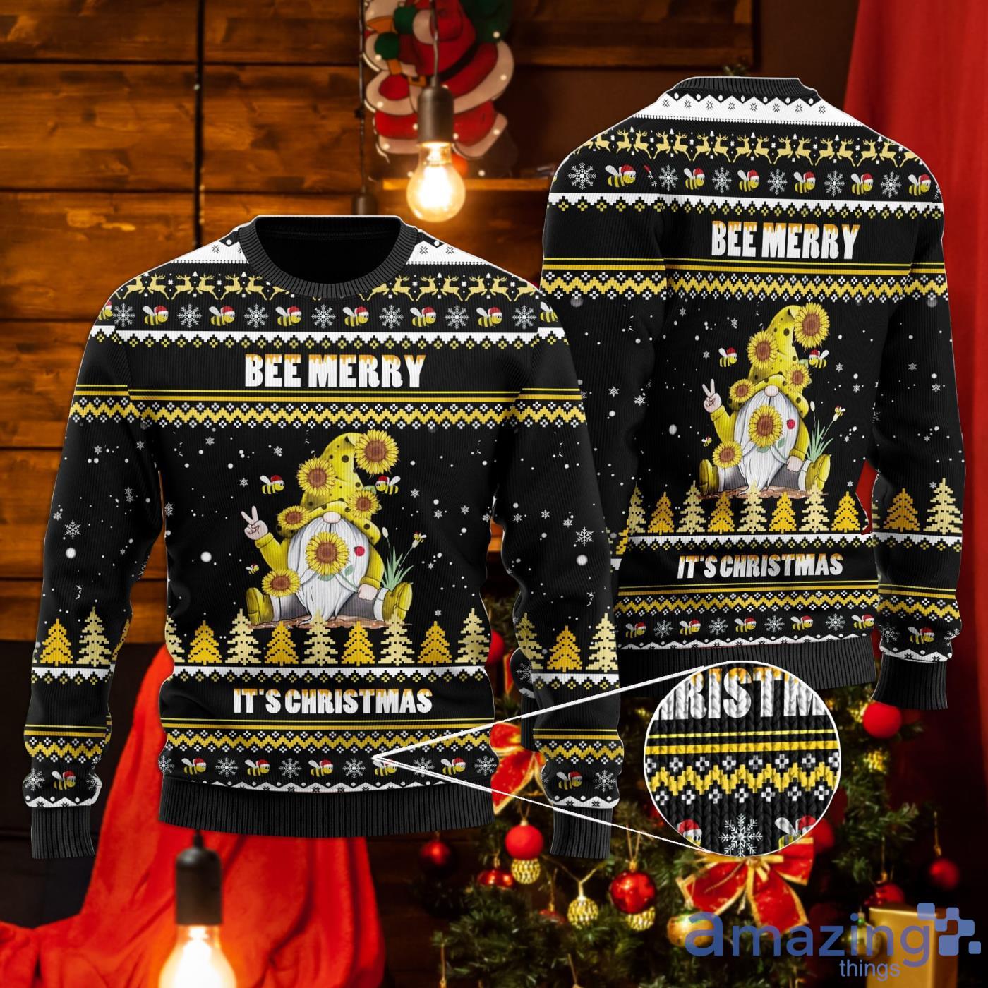 Bee Merry It's Christmas Gnome Ugly Christmas Sweater image Bee Merry It's Christmas Gnome Ugly Christmas Sweater Product Photo 1