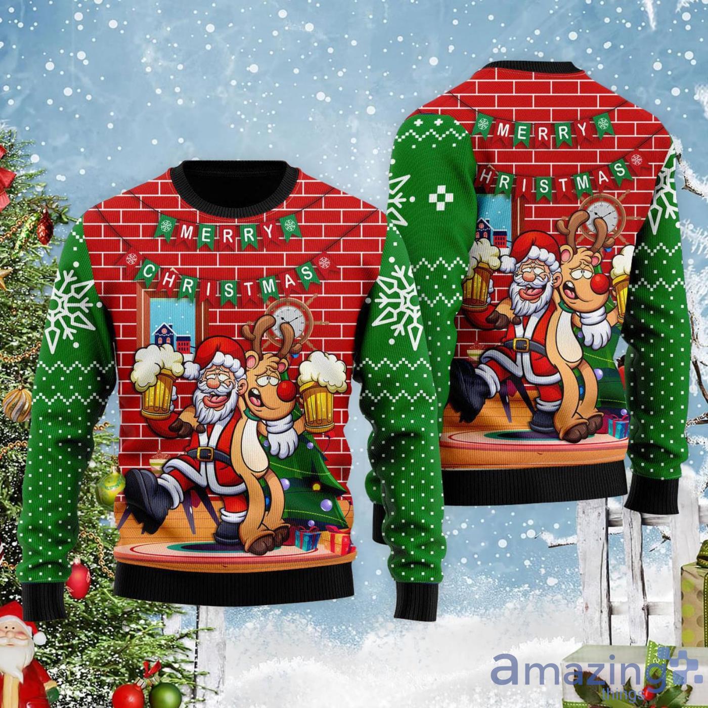 Santa with clearance beer sweater