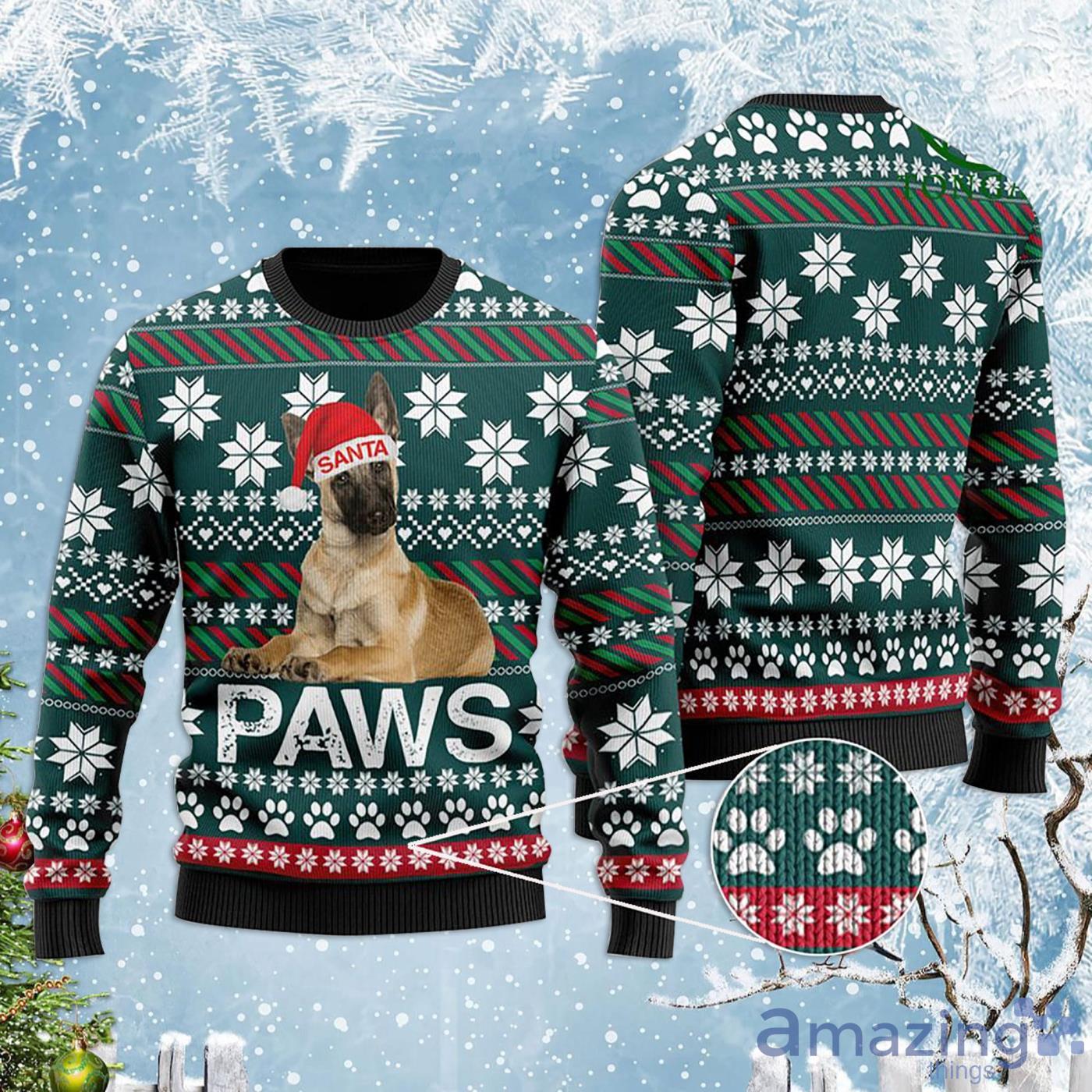 Belgian Malinois Santa Printed Christmas Ugly Sweater Product Photo 1
