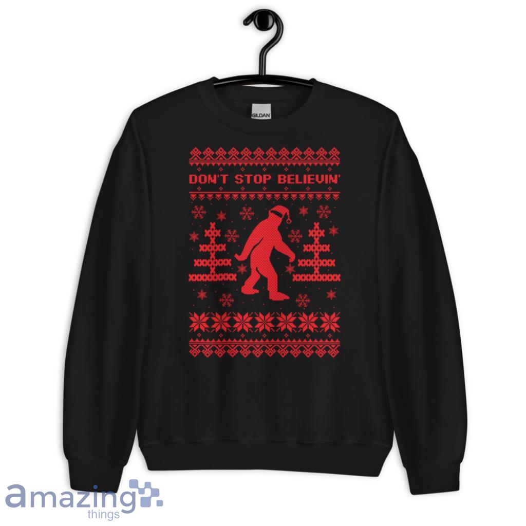 Bigfoot Santa Don't Stop Believin' Christmas image Bigfoot Santa Dont Stop Believin Christmas - G185 Crewneck Sweatshirt