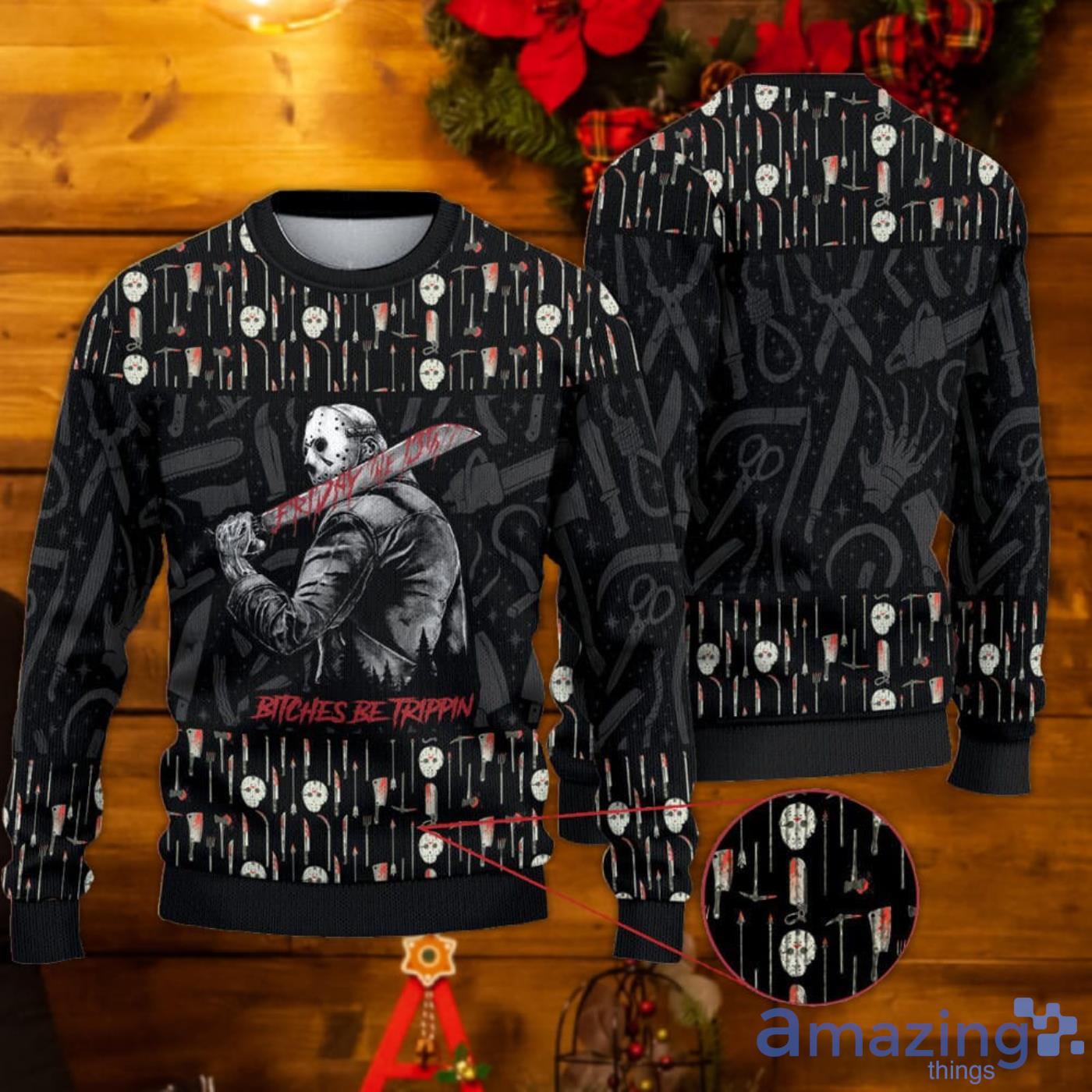 Bitches Be Trippin Jason Voorhees Sweater Jason Voorhees Sweater Halloween Sweater Product Photo 1