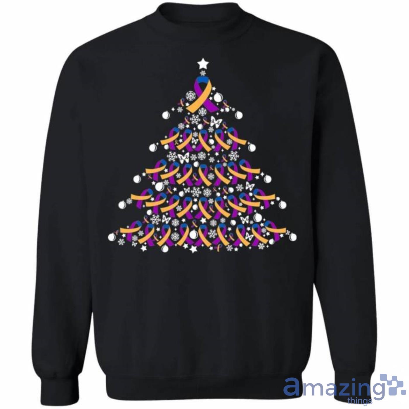Bladder Cancer Awareness Xmas Tree Sweatshirt Product Photo 1