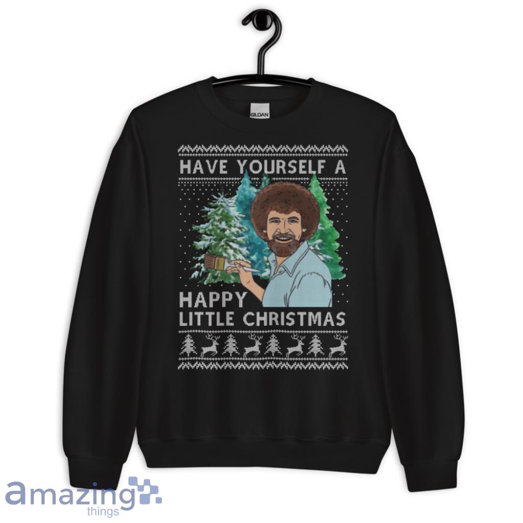 Bob Ross Have Yourself A Happy Little Christmas Sweatshirt image Bob Ross Have Yourself A Happy Little Christmas Sweatshirt - G185 Crewneck Sweatshirt