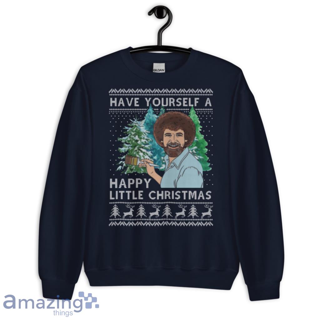 Bob Ross Have Yourself A Happy Little Christmas Sweatshirt - G185 Crewneck Sweatshirt-1