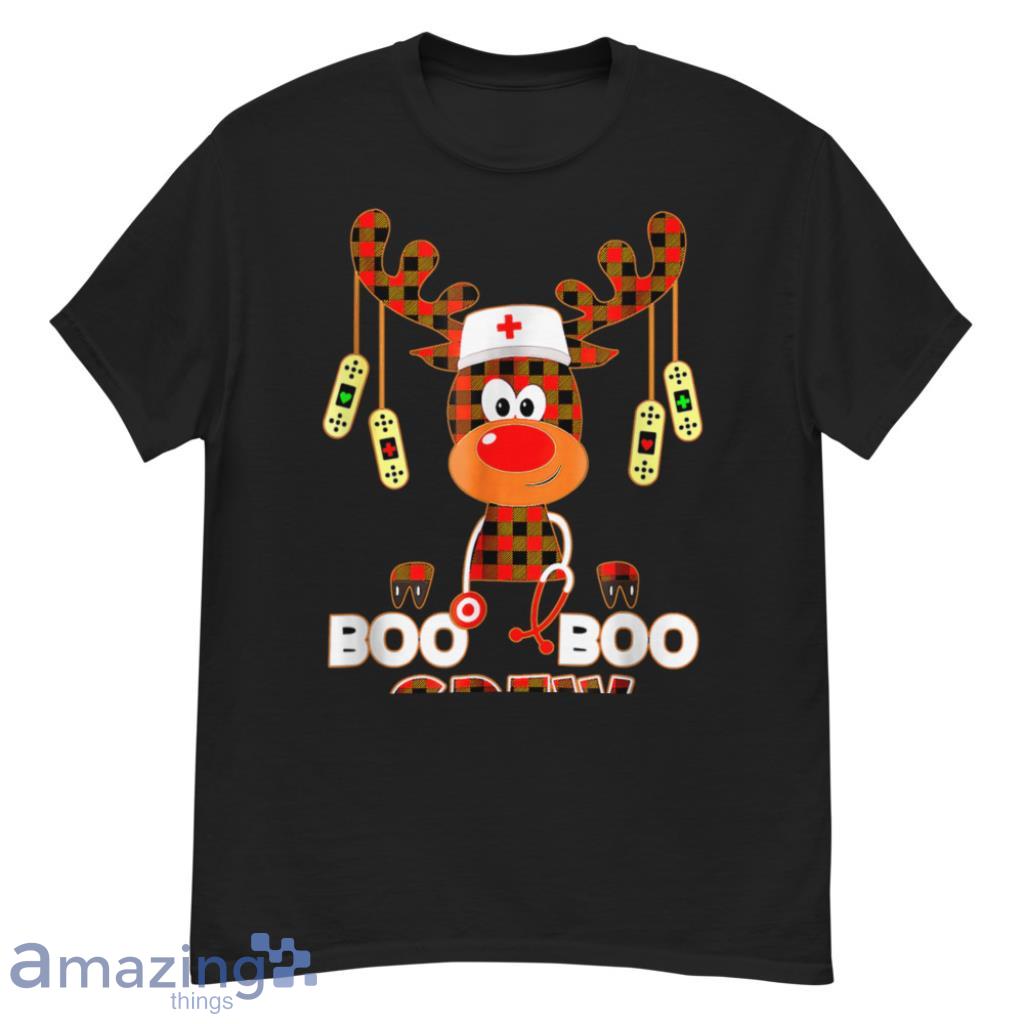 Boo Boo Crew Reindeer Nurse Buffalo Plaid Nurse T-Shirt - G500 Men’s Classic T-Shirt