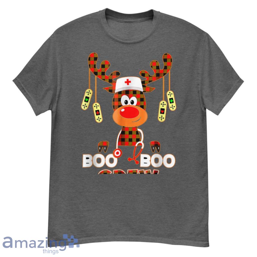 Boo Boo Crew Reindeer Nurse Buffalo Plaid Nurse T-Shirt - G500 Men’s Classic T-Shirt-1