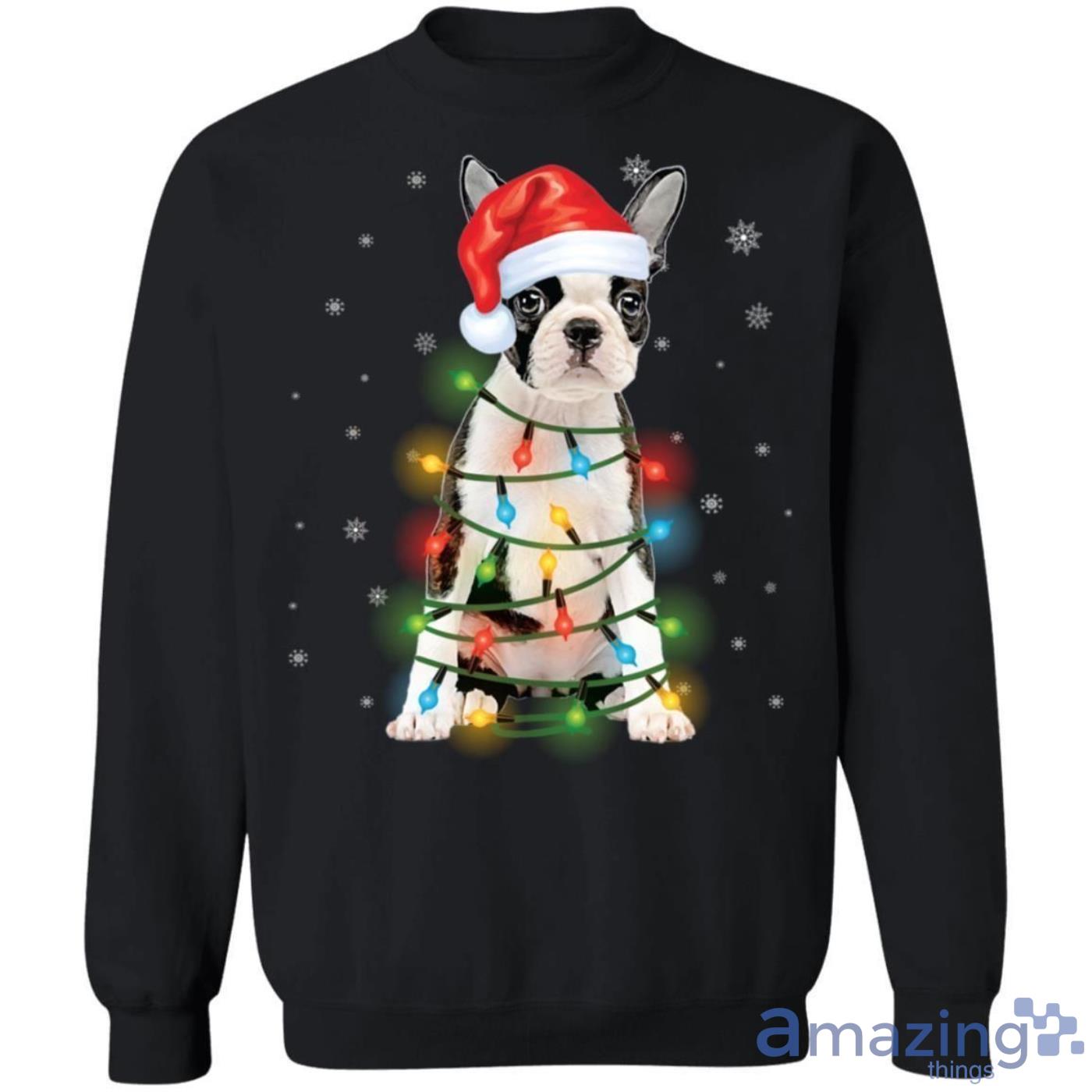 Boston Terrier Santa Hat Dog Christmas Sweatshirt Product Photo 1