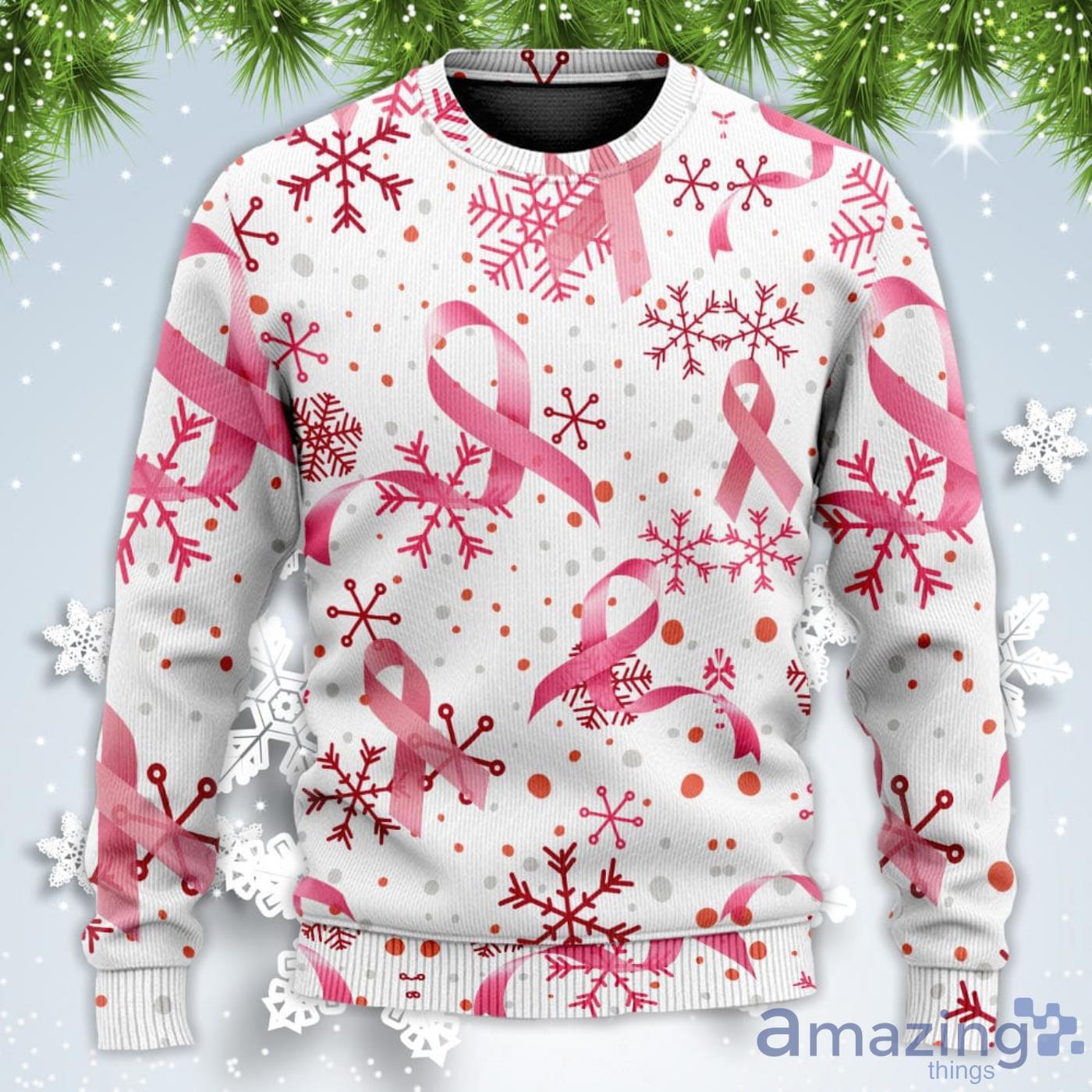 Breast Cancer Pink Ribbon Merry Christmas Sweatshirt Sweater image Breast Cancer Pink Ribbon Merry Christmas Sweatshirt Sweater Product Photo 2