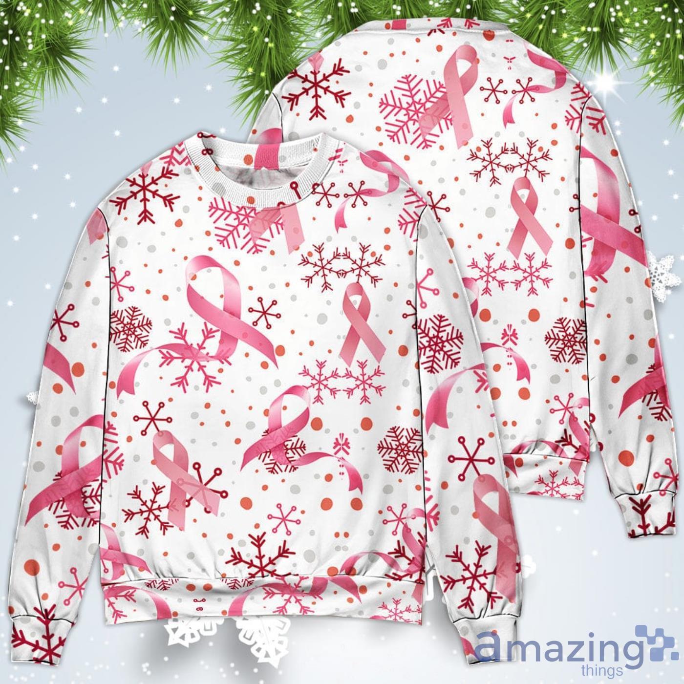 Breast Cancer Pink Ribbon Merry Christmas Sweatshirt Sweater image Breast Cancer Pink Ribbon Merry Christmas Sweatshirt Sweater Product Photo 4