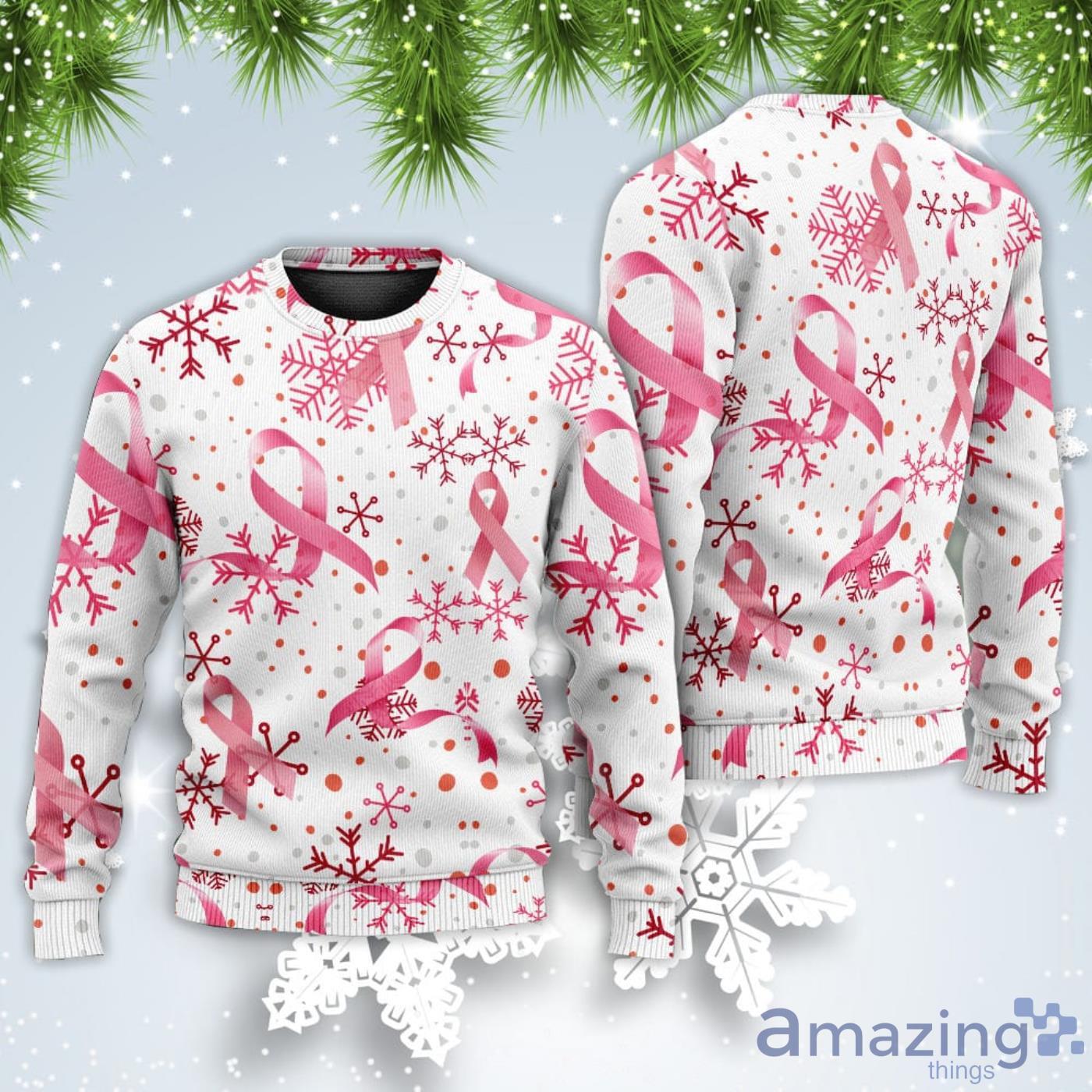 Breast Cancer Pink Ribbon Merry Christmas Sweatshirt Sweater image Breast Cancer Pink Ribbon Merry Christmas Sweatshirt Sweater Product Photo 6