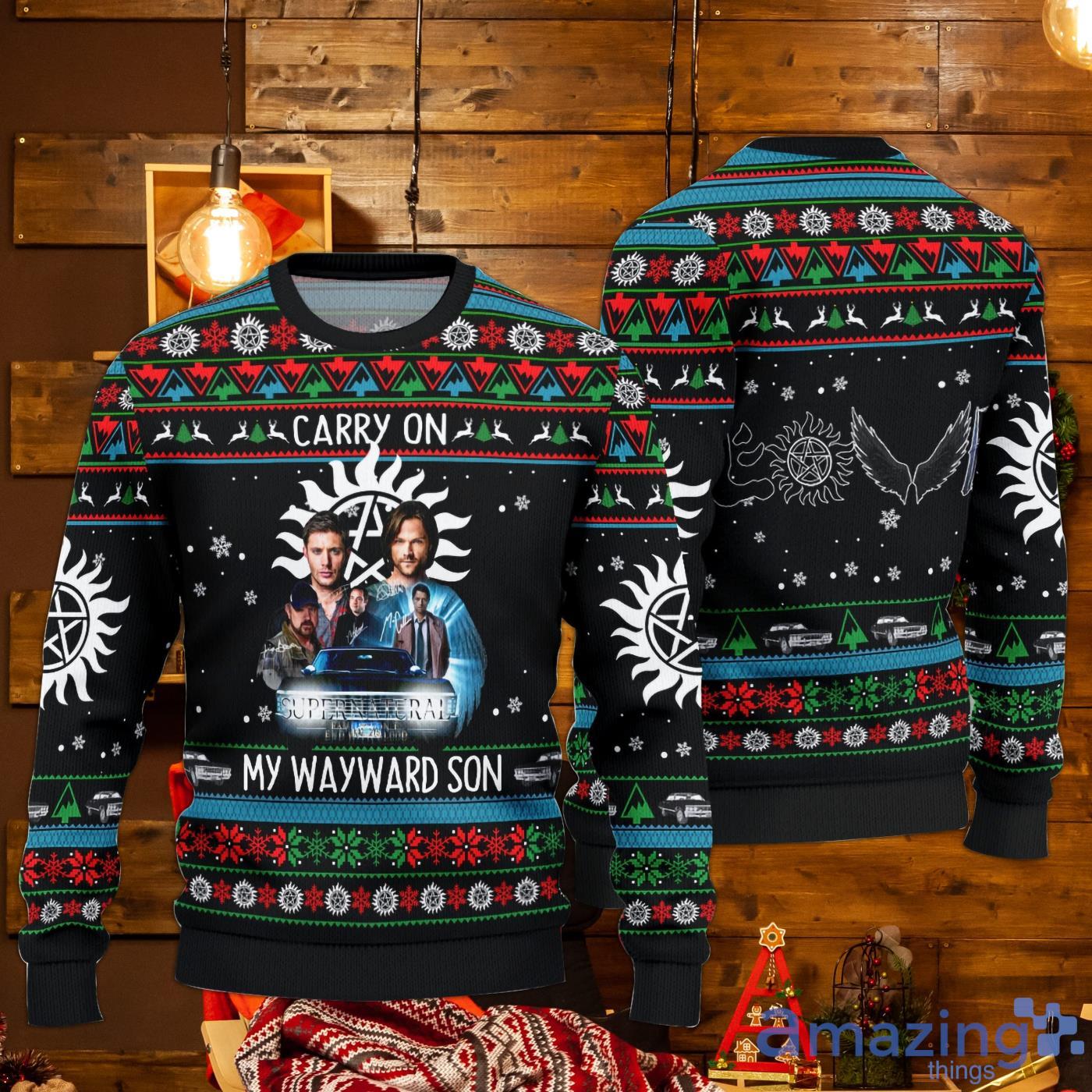 Carry On My Wayward Son Christmas Gift Ugly Christmas Sweater Product Photo 1