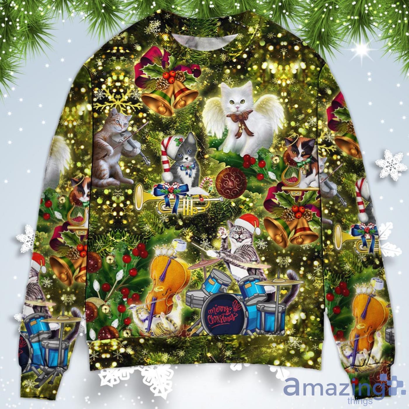 Cat Merry Angel Christmas Sweatshirt Sweater image Cat Merry Angel Christmas Sweatshirt Sweater Product Photo 3