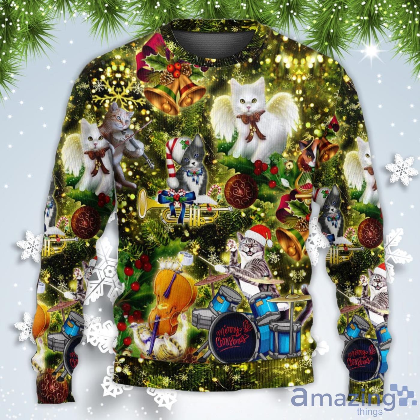 Cat Merry Angel Christmas Sweatshirt Sweater image Cat Merry Angel Christmas Sweatshirt Sweater Product Photo 5