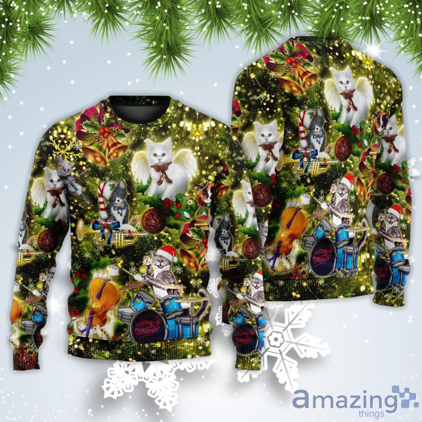 Cat Merry Angel Christmas Sweatshirt Sweater image Cat Merry Angel Christmas Sweatshirt Sweater Product Photo 6