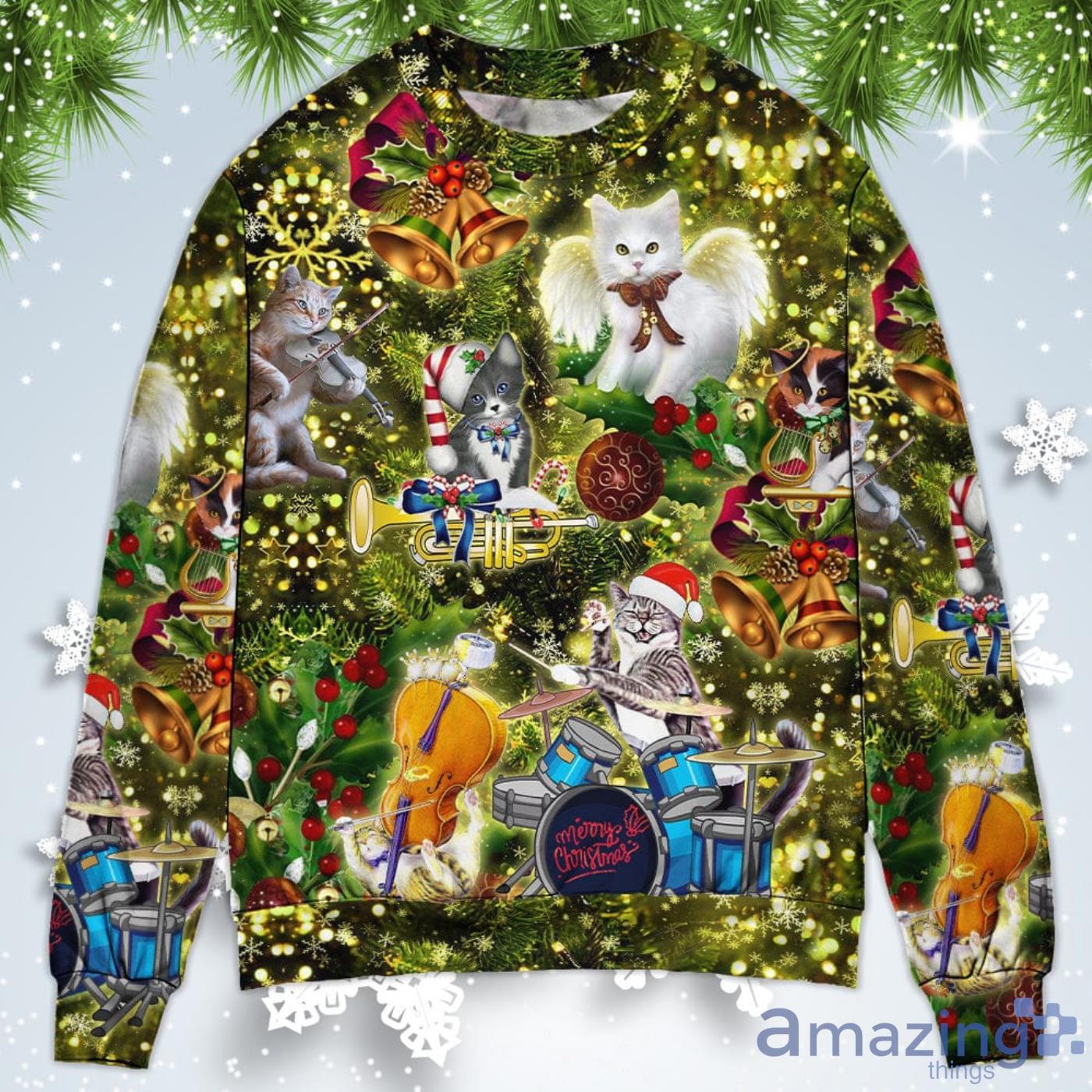 Cat Merry Angel Christmas Sweatshirt Sweater Product Photo 1