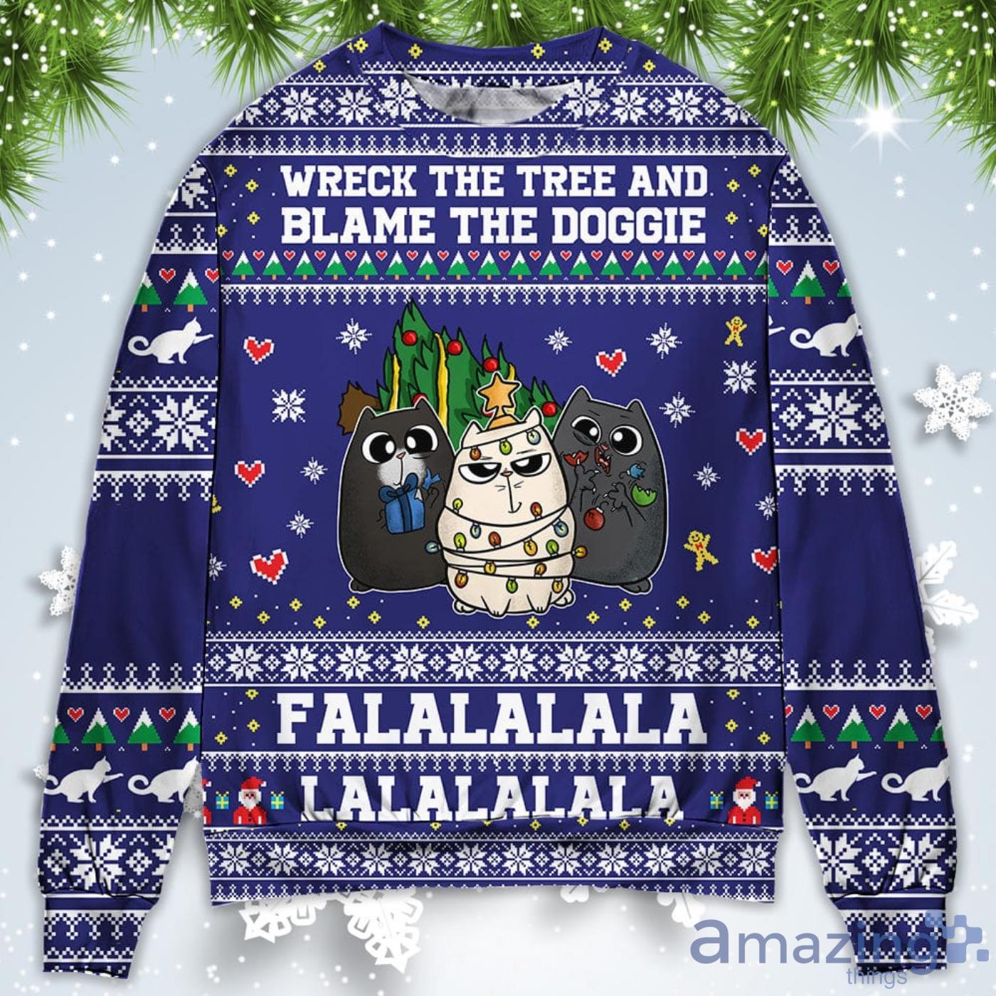 Cat Wreck The Tree Meowy Christmas Sweatshirt Sweater Product Photo 1