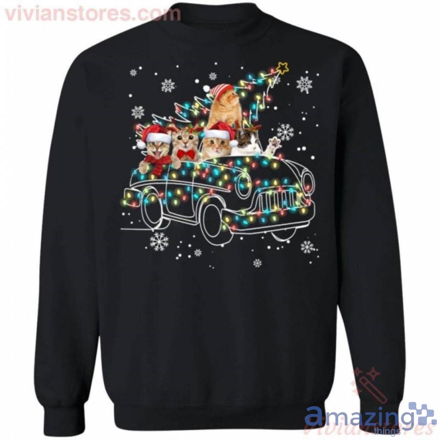 Cats Deliver Christmas Trees Christmas Sweatshirt Product Photo 1