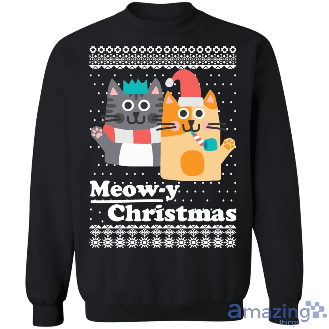Cats Meowy Christmas Funny Christmas Sweatshirt Product Photo 1