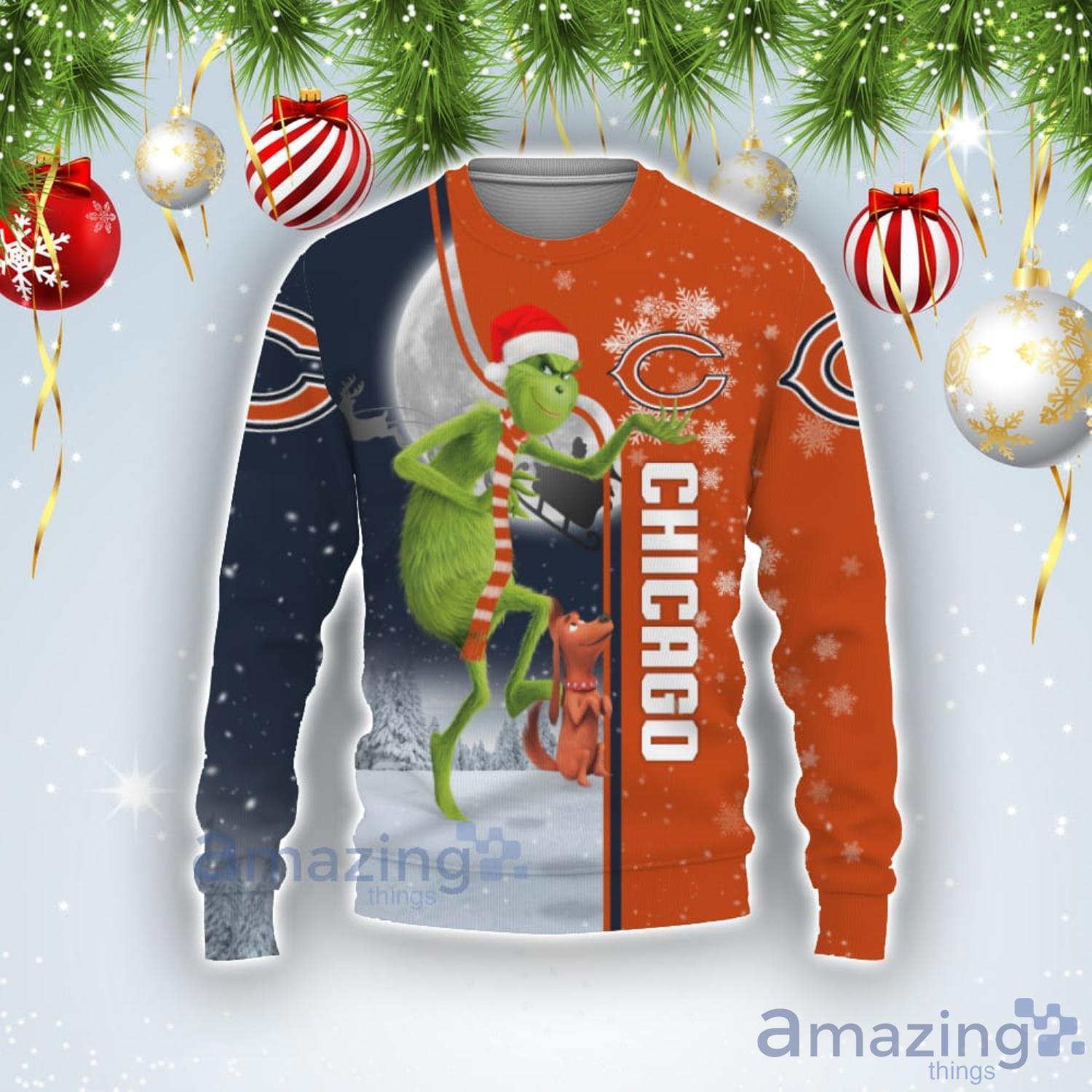 Chicago Bears Funny Grinch Ugly Christmas Sweater
