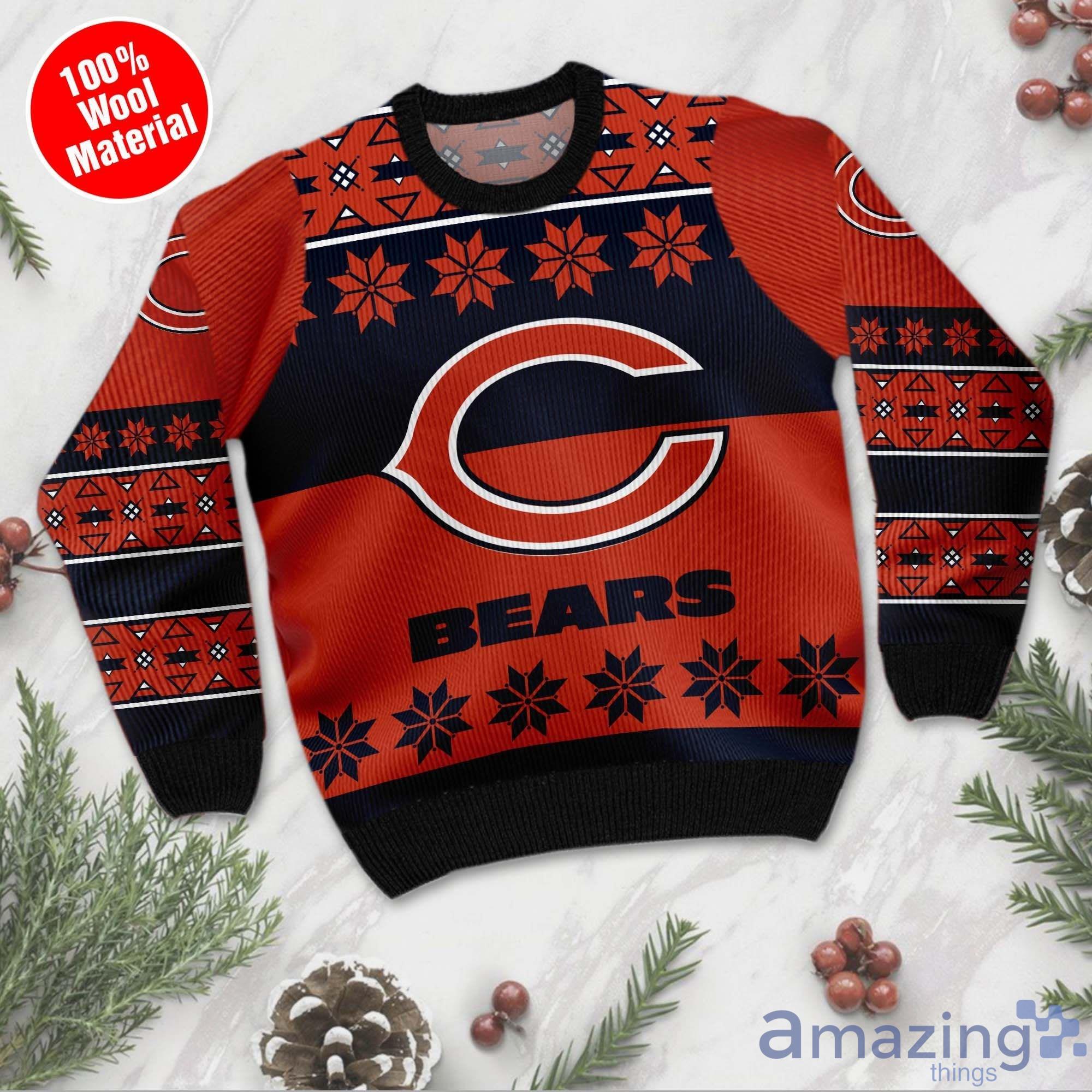 Chicago Bears Snowflakes Reindeer Pattern Ugly Xmas Sweater For