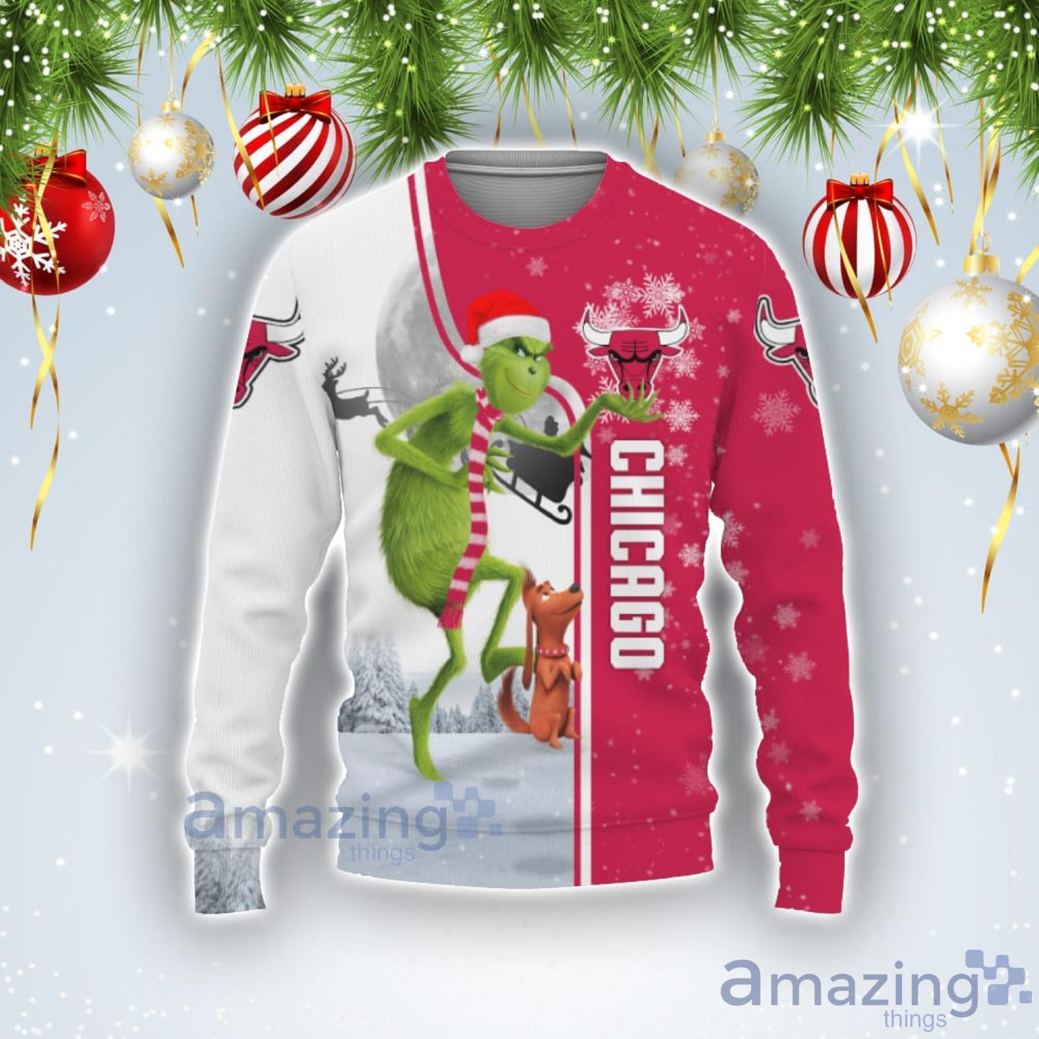 Chicago Bulls Funny Grinch Ugly Christmas Sweater Product Photo 1