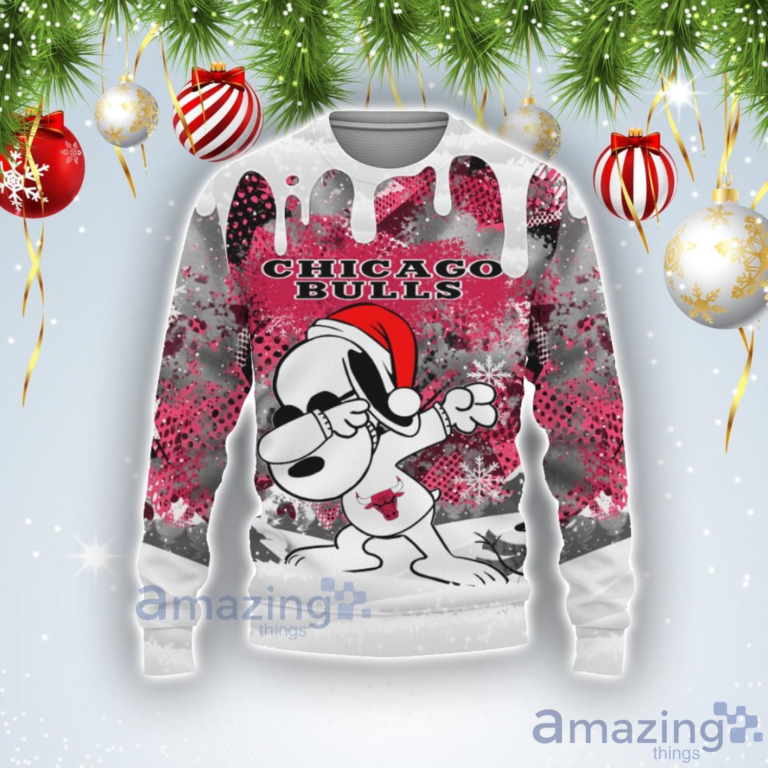 Chicago Bulls Snoopy Dabbing The Peanuts American Christmas Ugly Christmas Sweater Product Photo 1