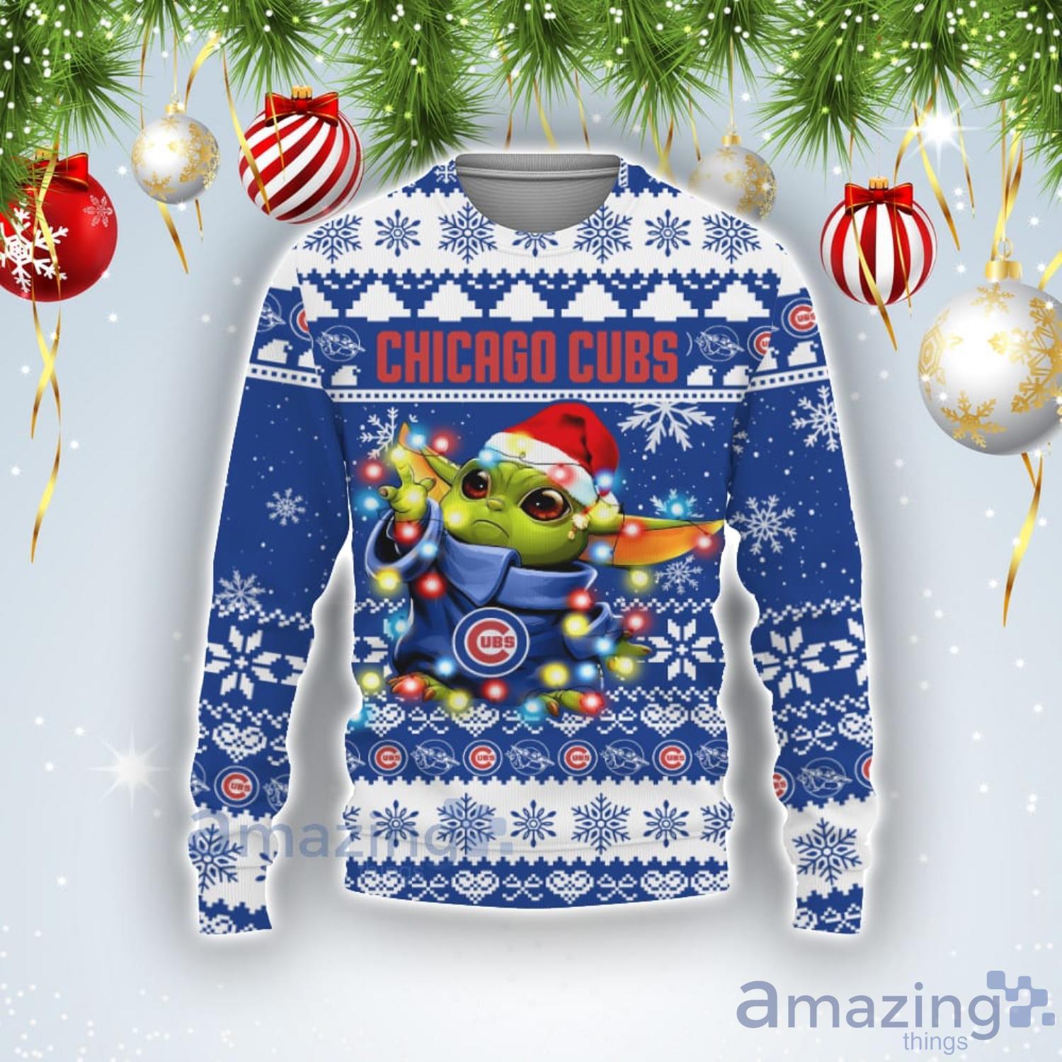 Chicago Cubs Baby Yoda Star Wars American Ugly Christmas Sweater Product Photo 1