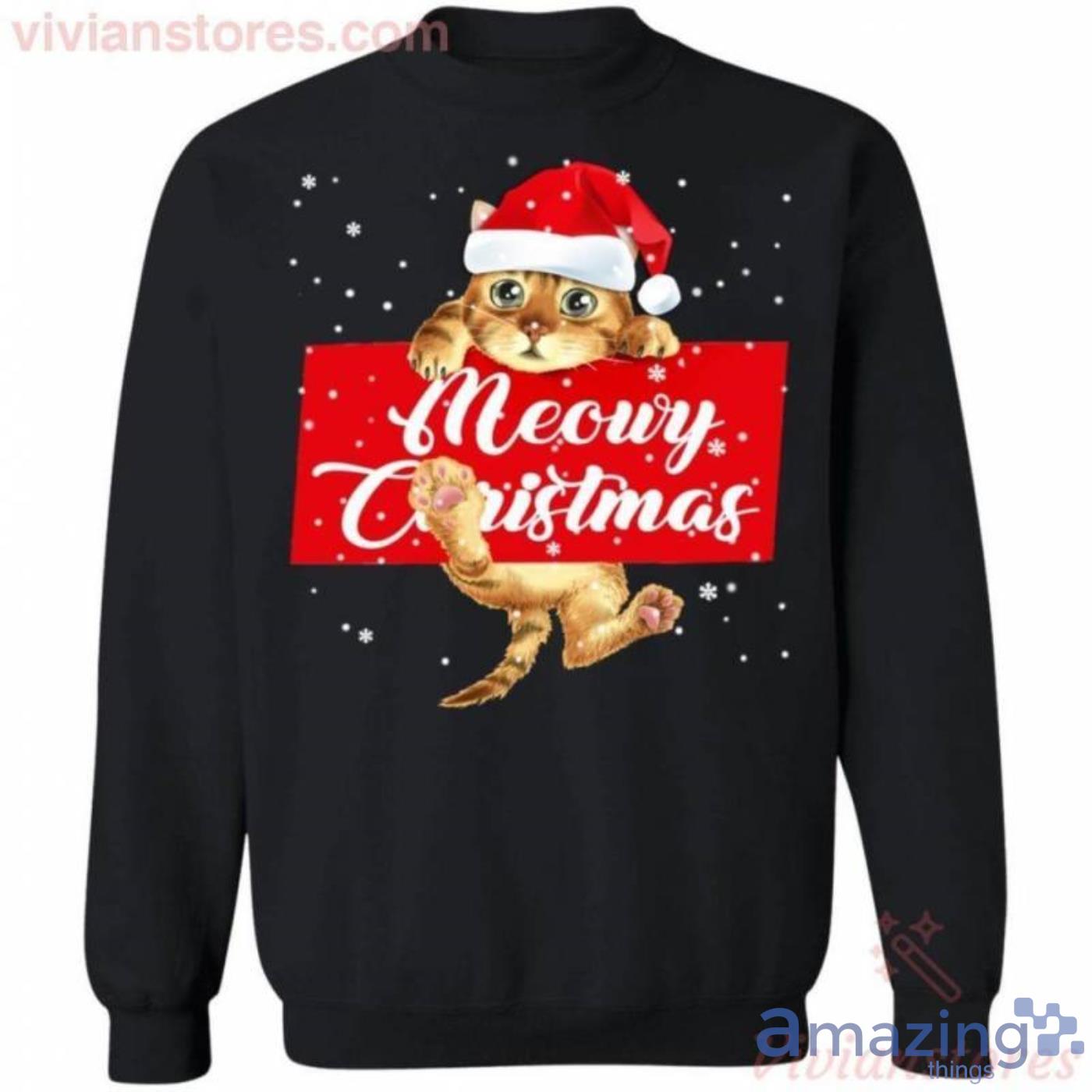 Christmas Cat Sweater Meowy Christmas Sweater Sweatshirt Product Photo 1