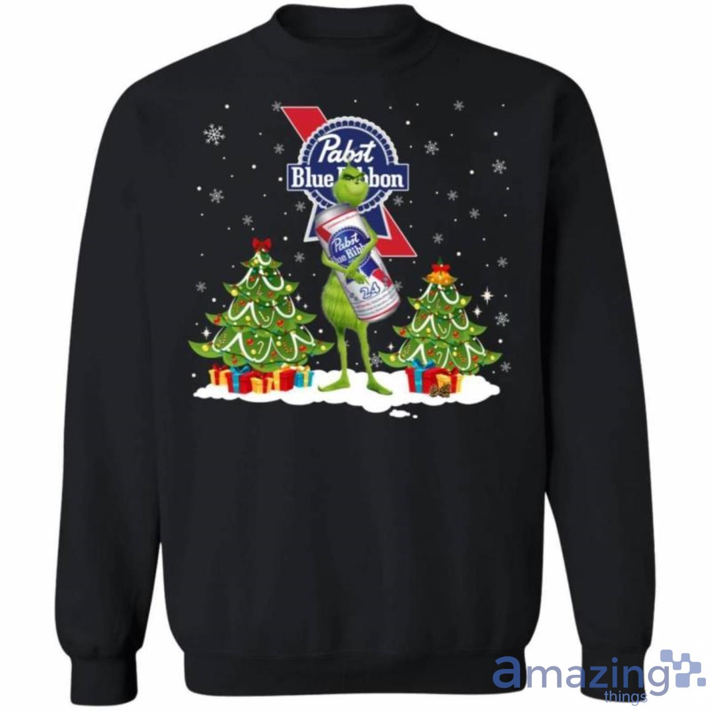 Christmas Ginch Sweater Grinch Hold Pabst Blue Ribbon Funny Christmas Sweatshirt Product Photo 1