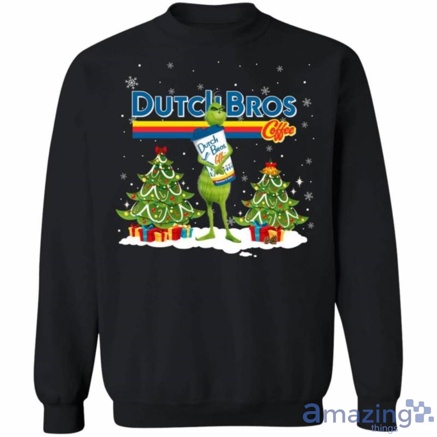 Christmas Grinch Sweater Grinch Hold Dutch Bros Coffee Funny Christmas Sweatshirt Product Photo 1