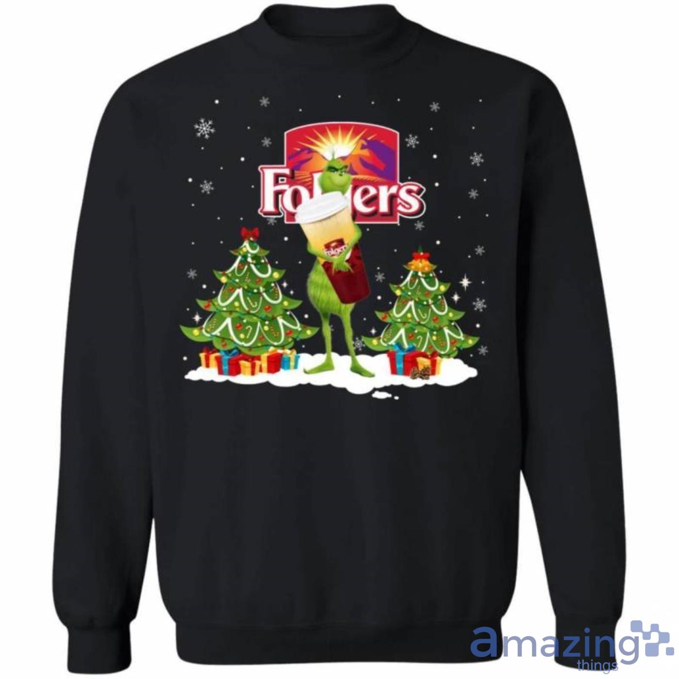 Christmas Grinch Sweater Grinch Hold Folgers Coffee Funny Christmas Sweatshirt Product Photo 1