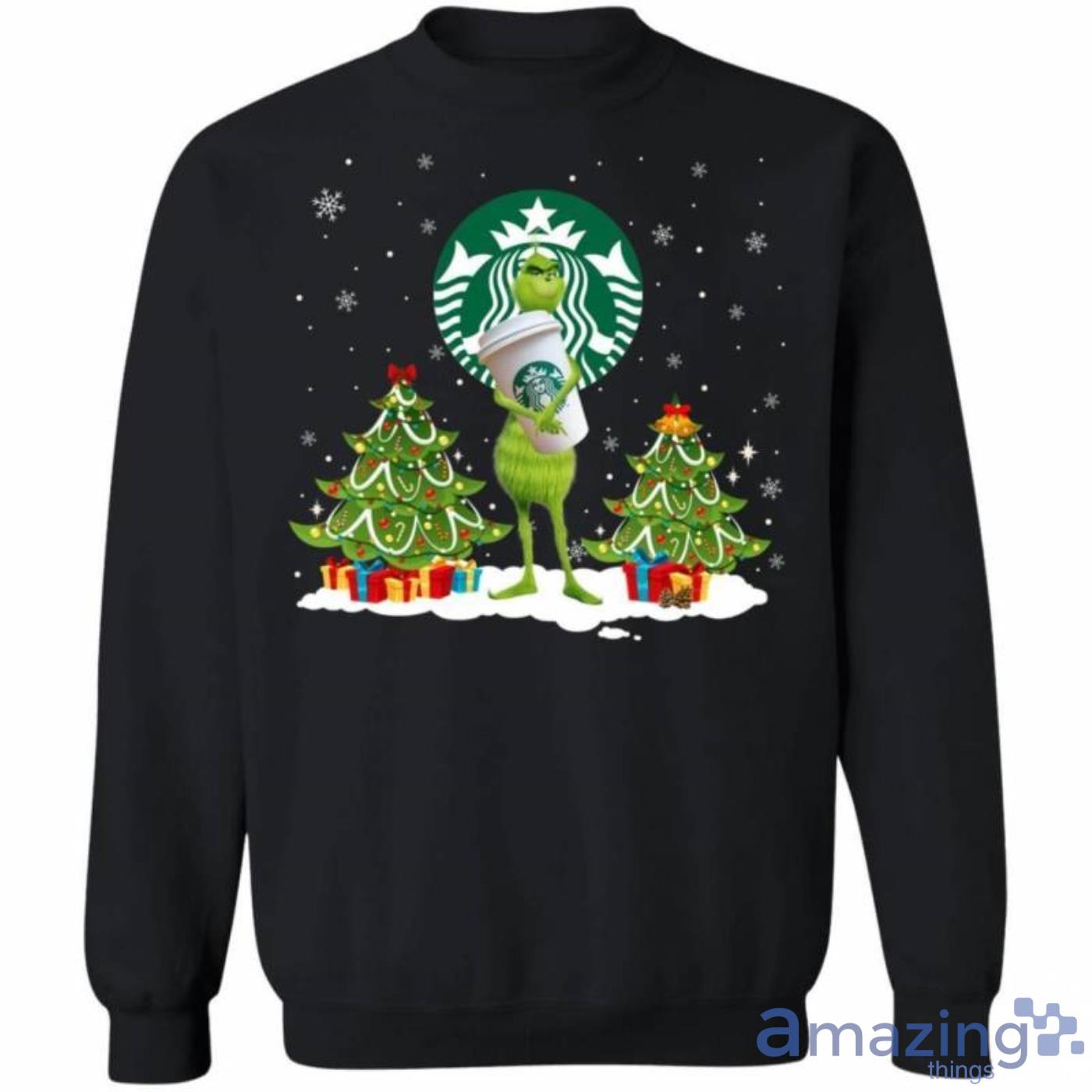Christmas Grinch Sweater Grinch Hold Starbucks Coffee Funny Christmas Sweatshirt Product Photo 1