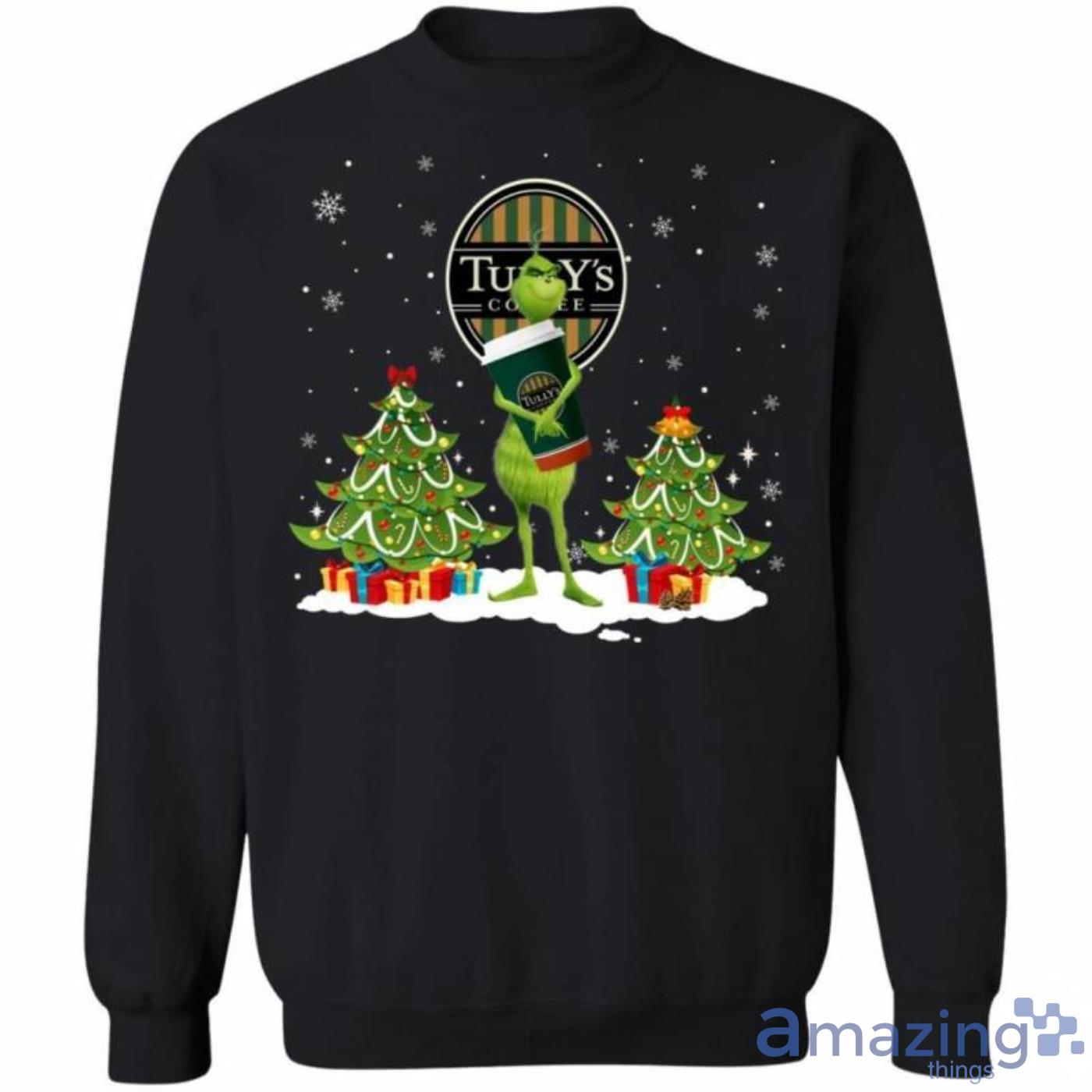 Christmas Grinch Sweater Grinch Hold Tully' Coffee Funny Christmas Sweatshirt Product Photo 1