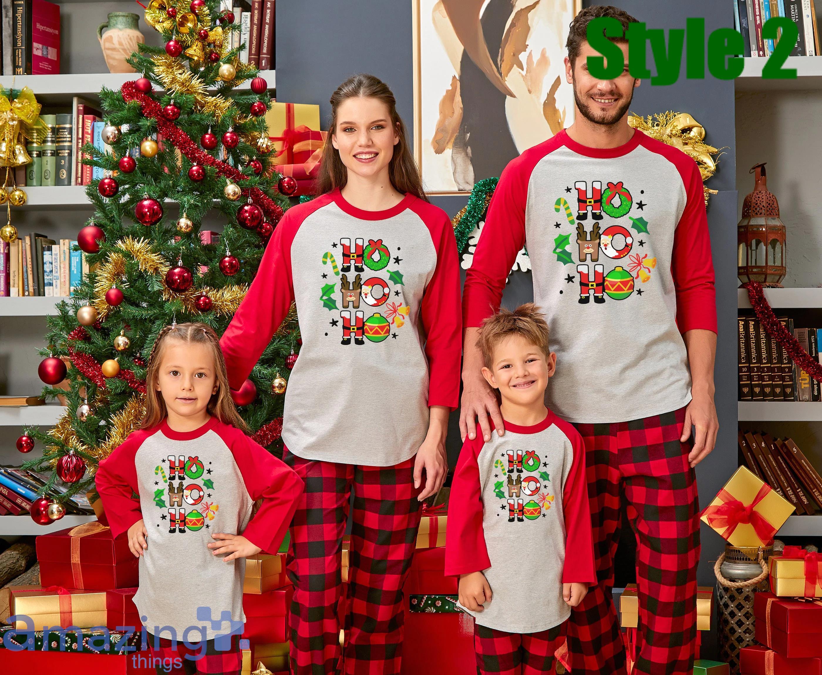 Christmas Ho Ho Ho Merry Christmas Matching Family Pajamas Long Sleeve and Pant Product Photo 2