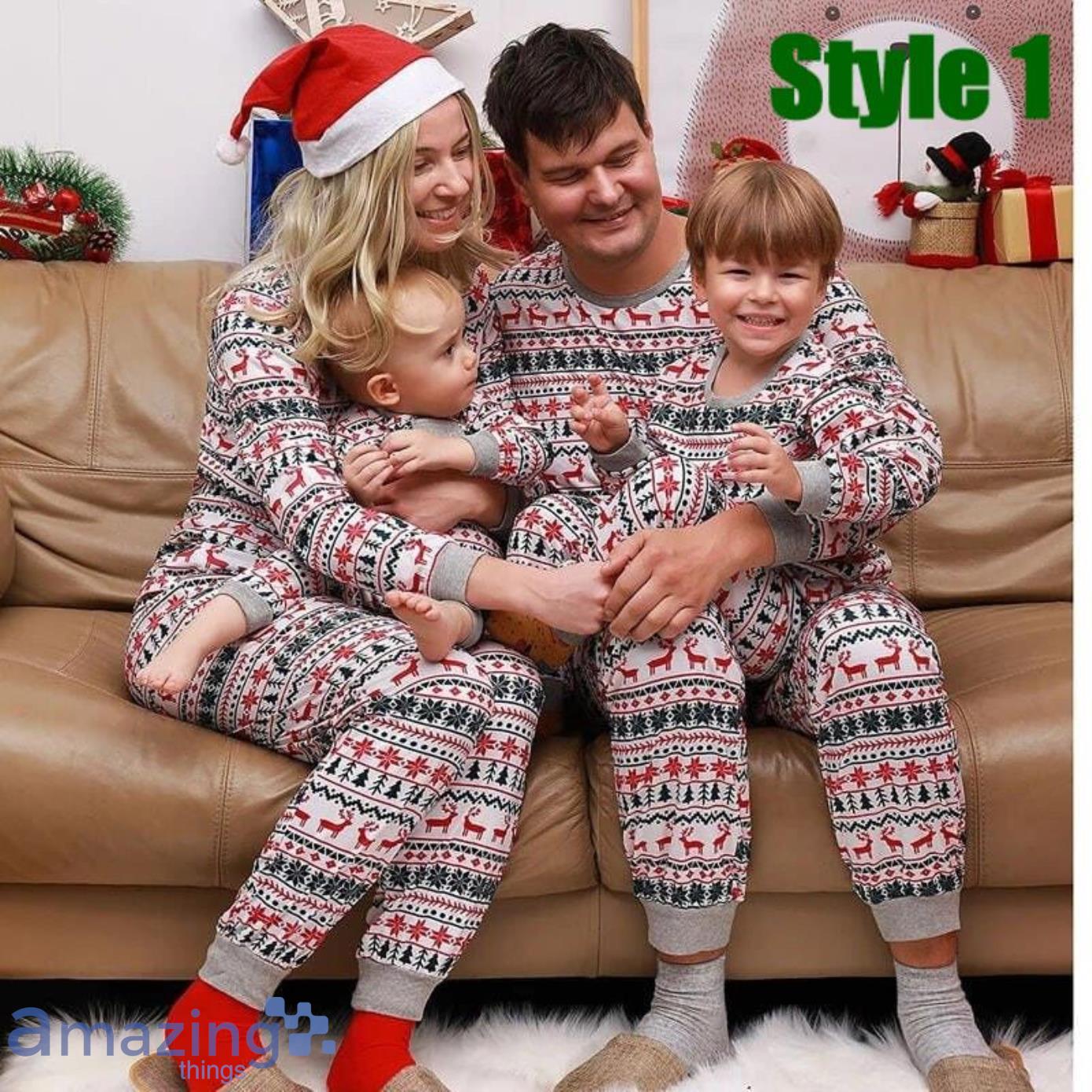 Christmas Knitting Pattern Merry Christmas Matching Family Pajamas Product Photo 1