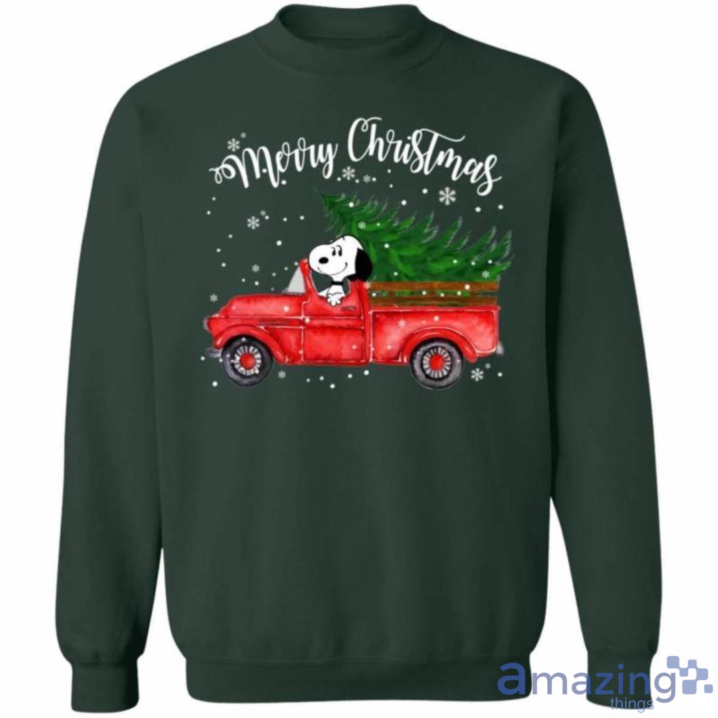 Christmas Snoopy Sweater Snoopy On Red Truck Merry Christmas Sweatshirt Product Photo 1