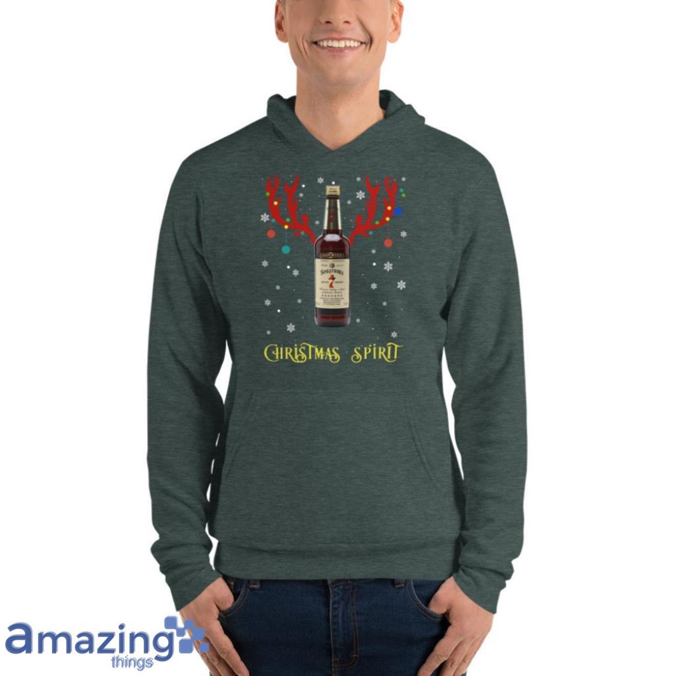 Christmas Spirit Reindeer Seagram’s 7 Crown Canadian Whisky Sweatshirt image Christmas Spirit Reindeer Seagram’s 7 Crown Canadian Whisky Sweatshirt - Unisex Fleece Pullover Hoodie-1
