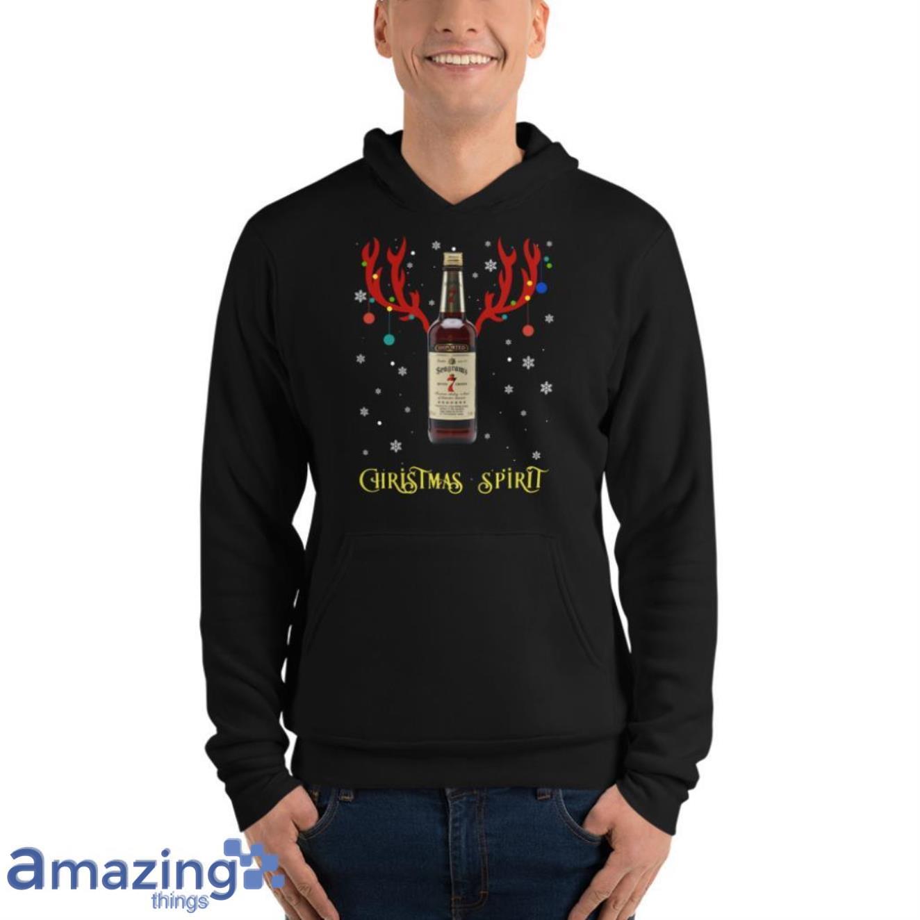 Christmas Spirit Reindeer Seagram’s 7 Crown Canadian Whisky Sweatshirt image Christmas Spirit Reindeer Seagram’s 7 Crown Canadian Whisky Sweatshirt - Unisex Fleece Pullover Hoodie