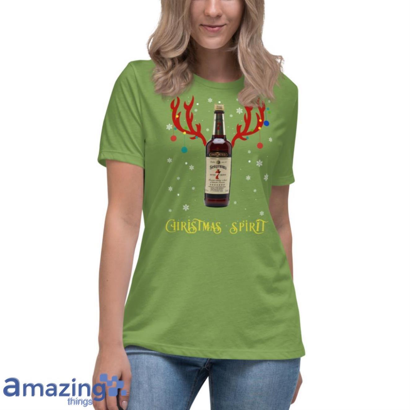 Christmas Spirit Reindeer Seagram’s 7 Crown Canadian Whisky Sweatshirt image Christmas Spirit Reindeer Seagram’s 7 Crown Canadian Whisky Sweatshirt - Womens Relaxed Short Sleeve Jersey Tee-1