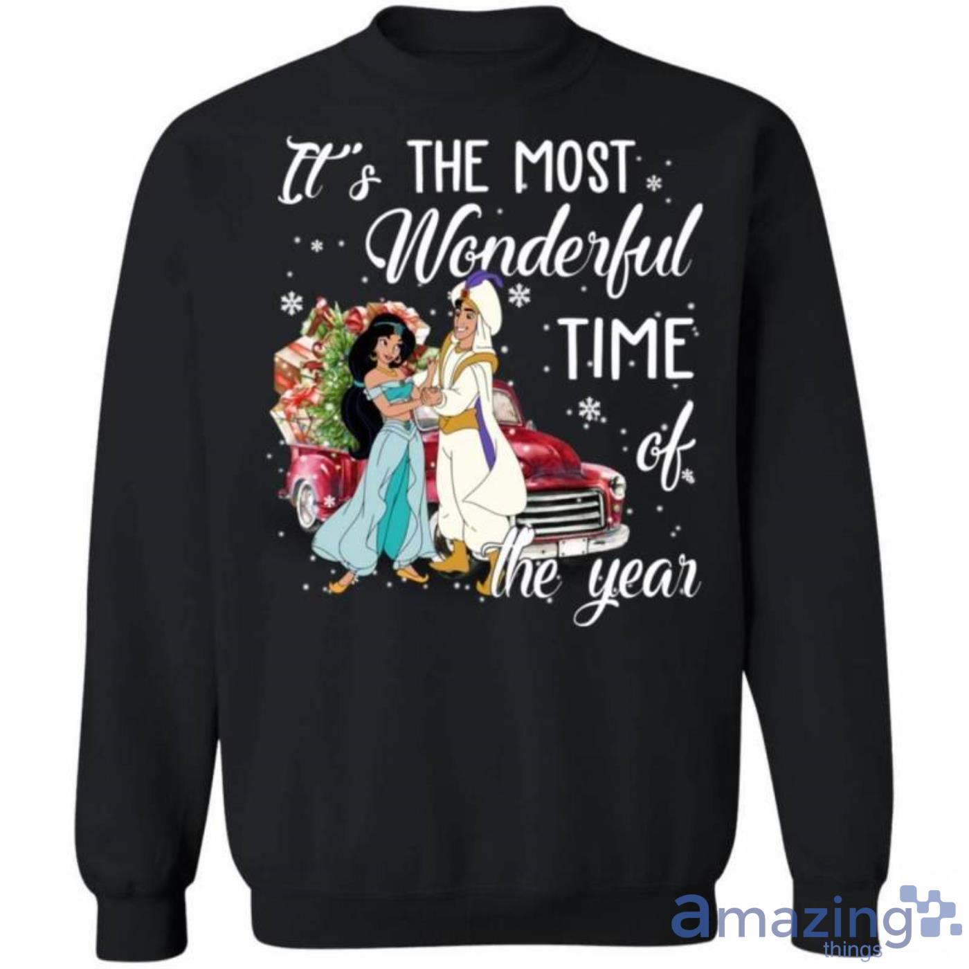 Christmas Sweater Aladdin And Jasmine The Most Wonderful Time Christmas Sweatshirt Product Photo 1