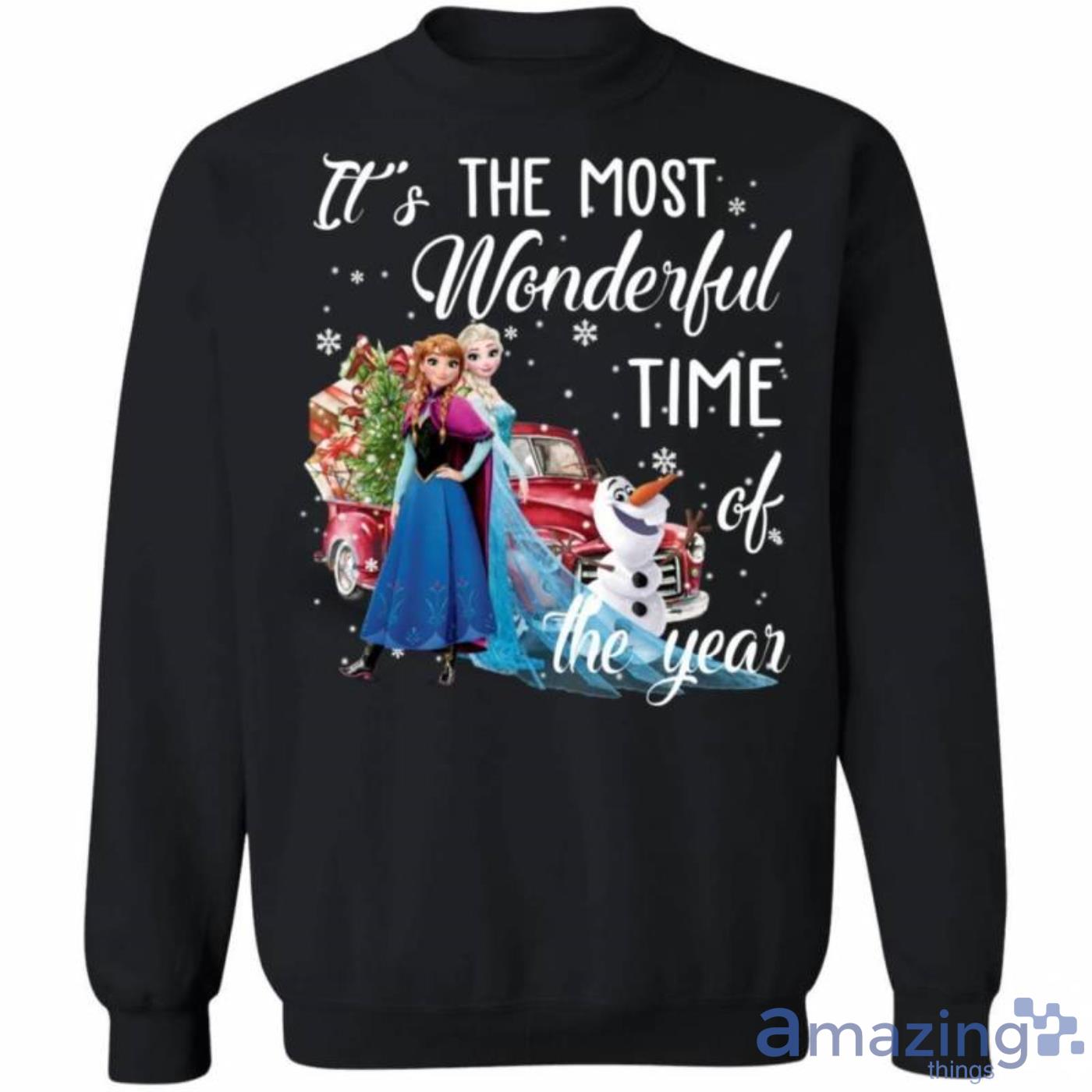 Christmas Sweater Elsa Anna Olaf The Most Wonderful Time Christmas Sweatshirt Best Xmas Gifts Product Photo 1