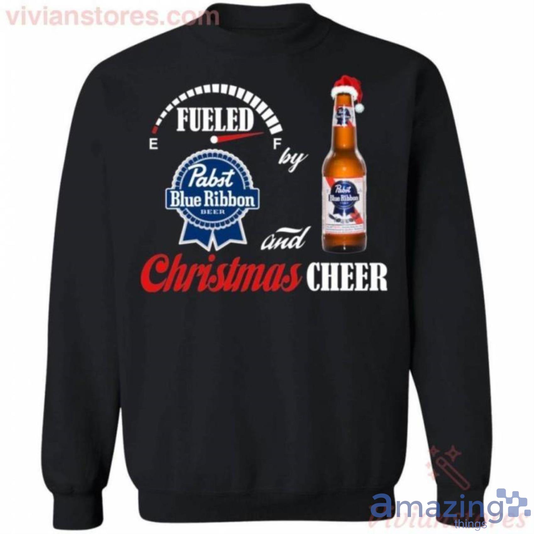 Christmas Sweater Fueled By Pabst Blue Ribbon And Christmas Cheer Beer Christmas Sweatshirt Best Xmas Gifts Product Photo 1