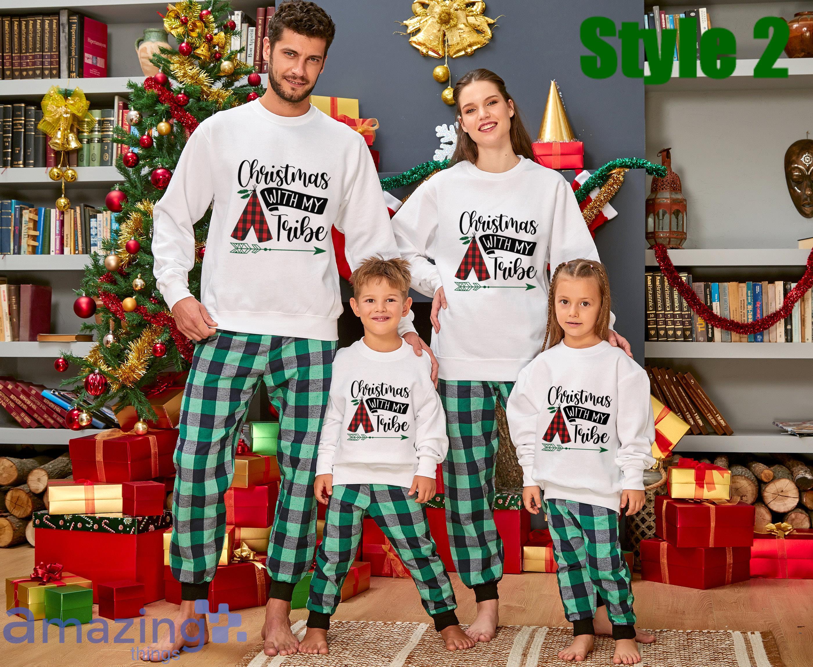 Christmas With My Tribe Merry Christmas Matching Family Pajamas Set Product Photo 2