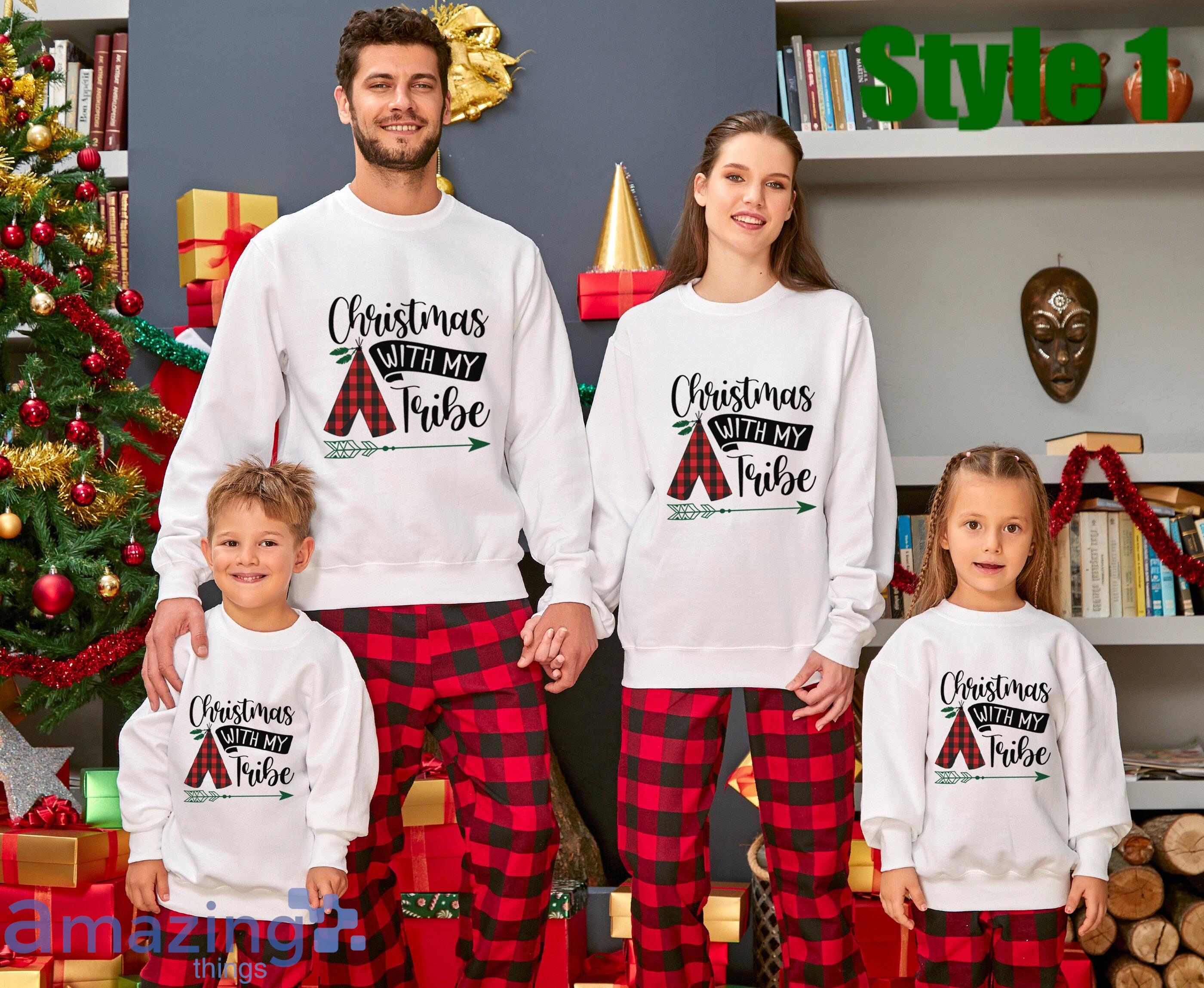 Christmas With My Tribe Merry Christmas Matching Family Pajamas Set Product Photo 1