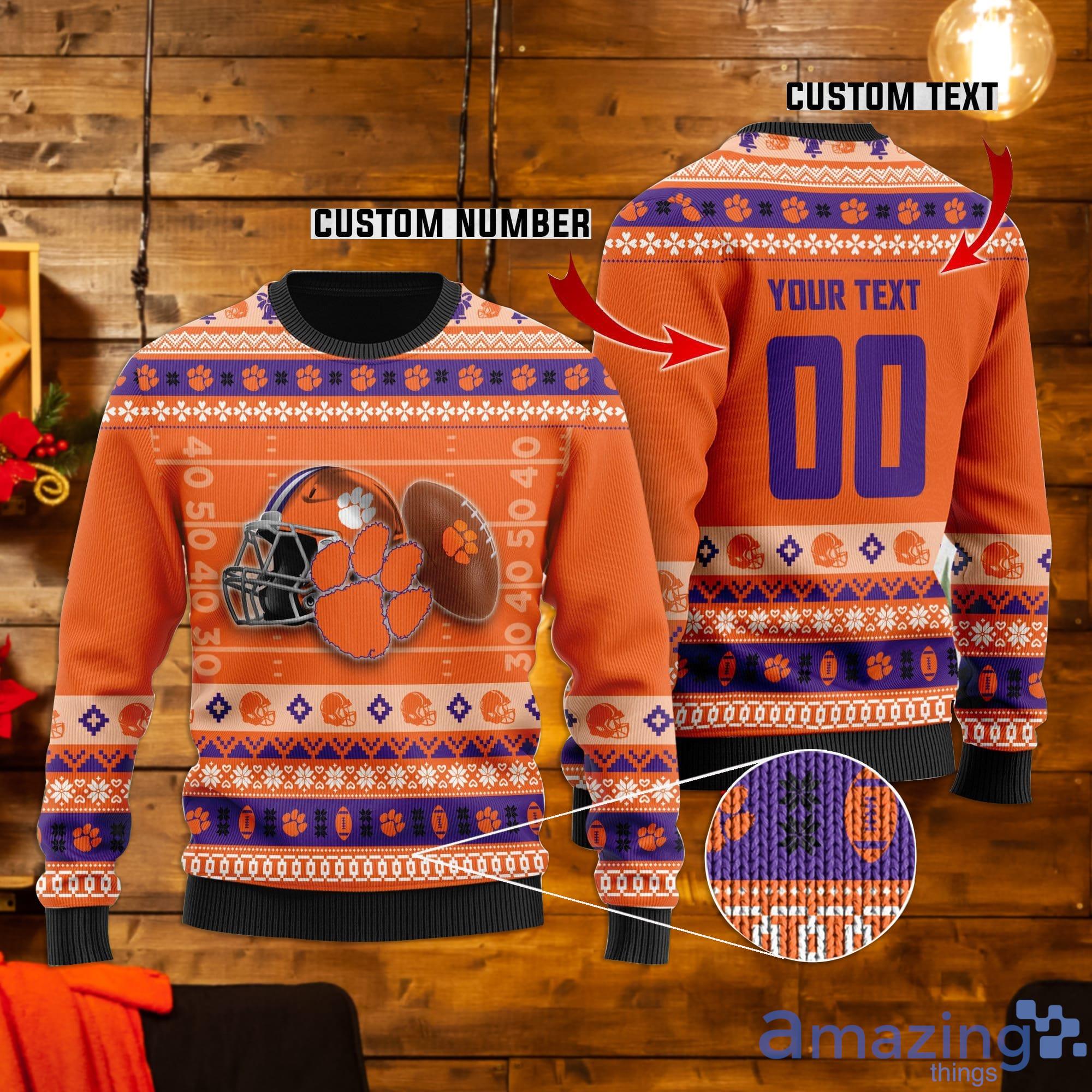 Clemson Tigers Custom Name & Number Ugly Christmas Sweater Product Photo 1