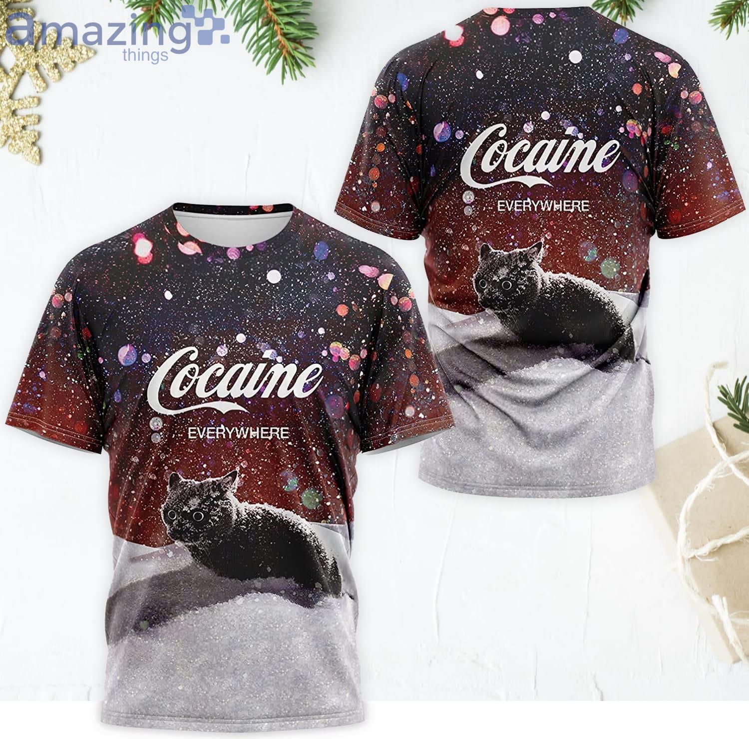 flydende Uden for Putte Cocaine Cat 3D T-Shirt