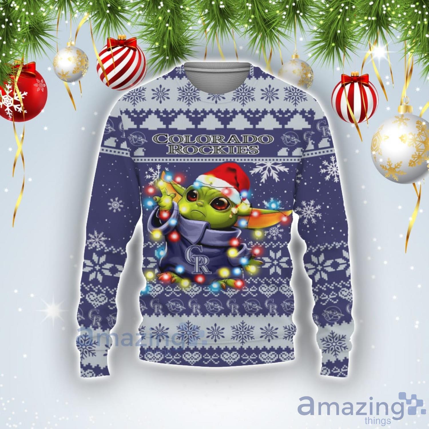 Colorado Rockies Baby Yoda Star Wars American Ugly Christmas Sweater Product Photo 1