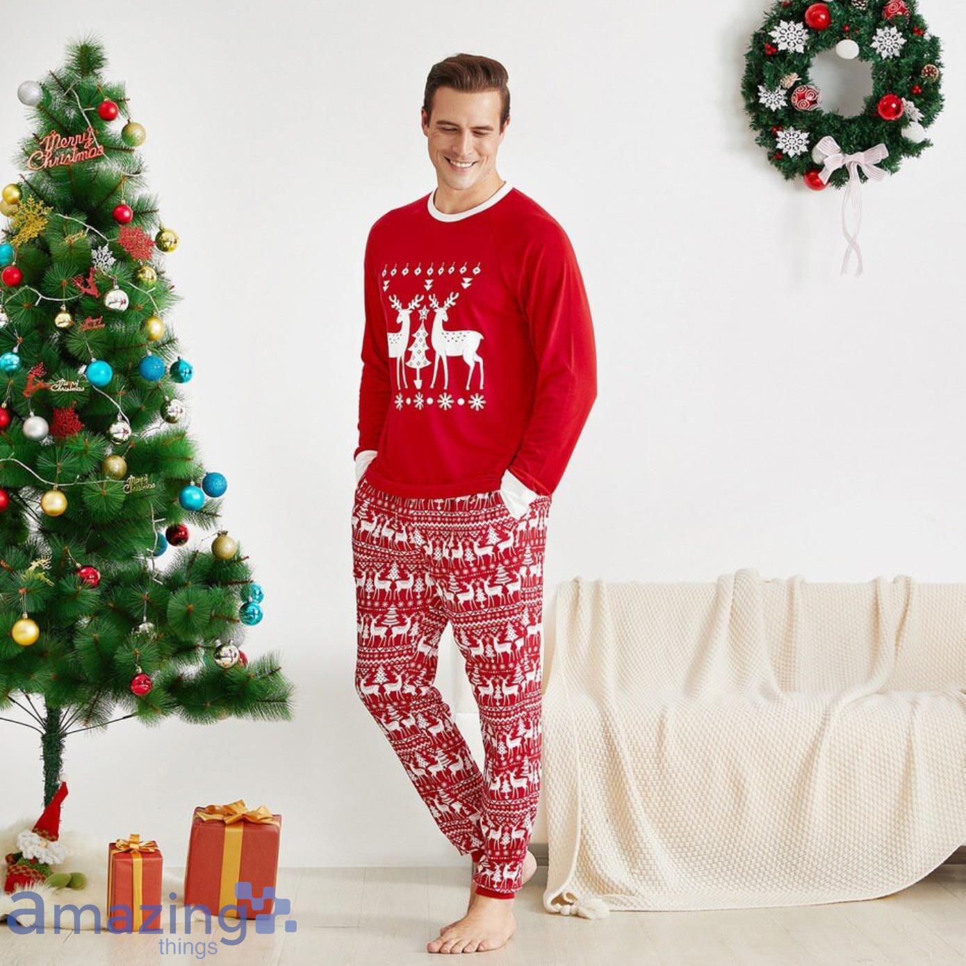 Couple Reindeer Merry Christmas Matching Family Pajamas Product Photo 2