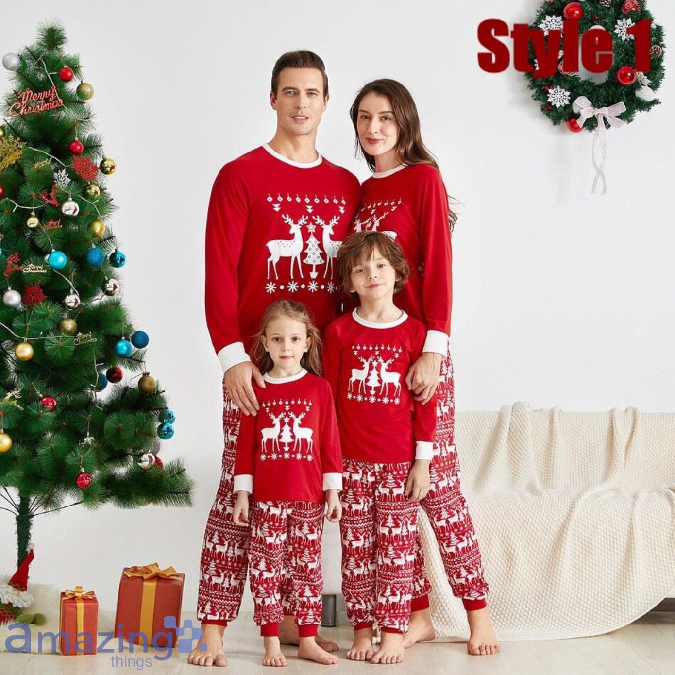 Couple Reindeer Merry Christmas Matching Family Pajamas Product Photo 1